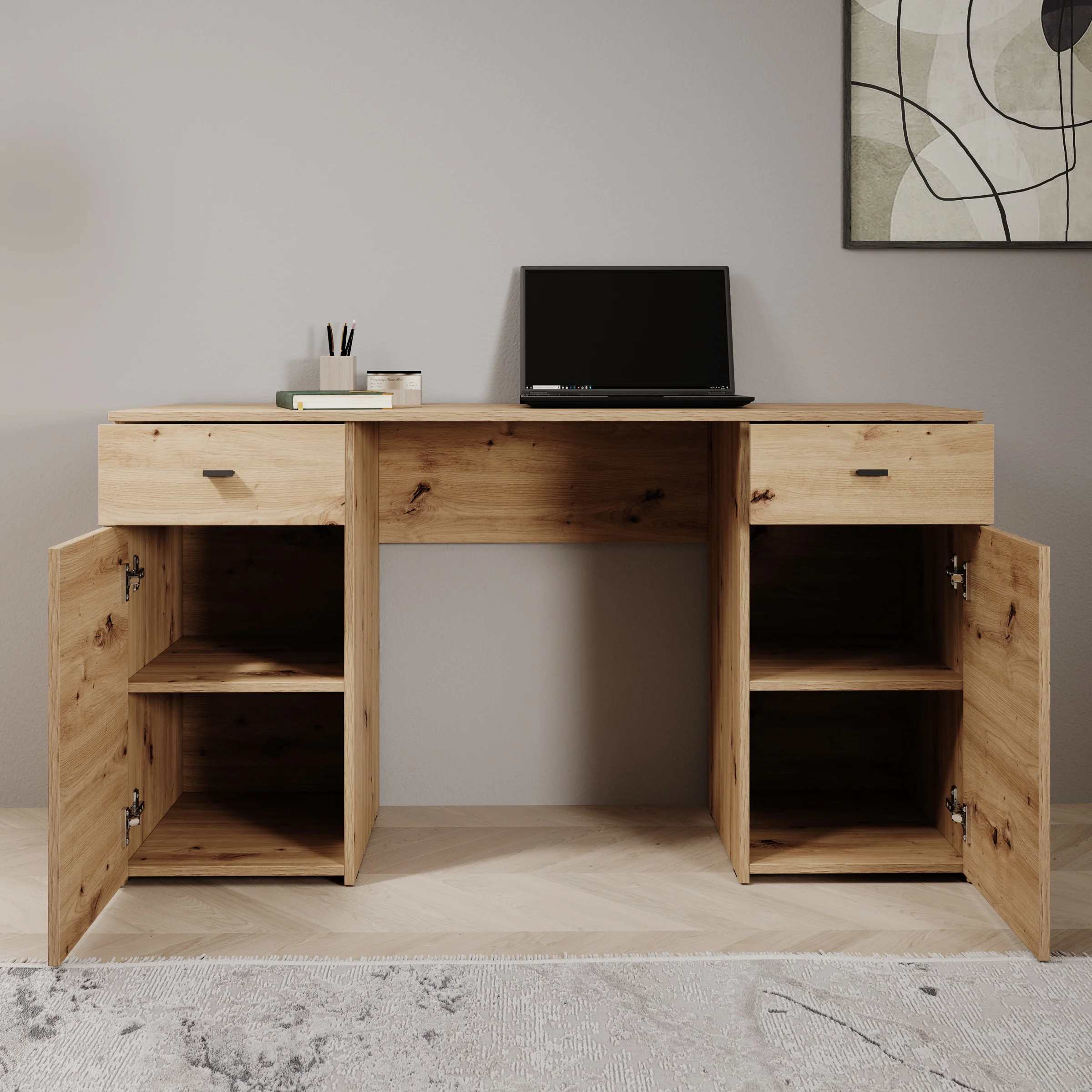 Kano - Bureau - Eikenpatroon - 140x50x77 cm - Image 2