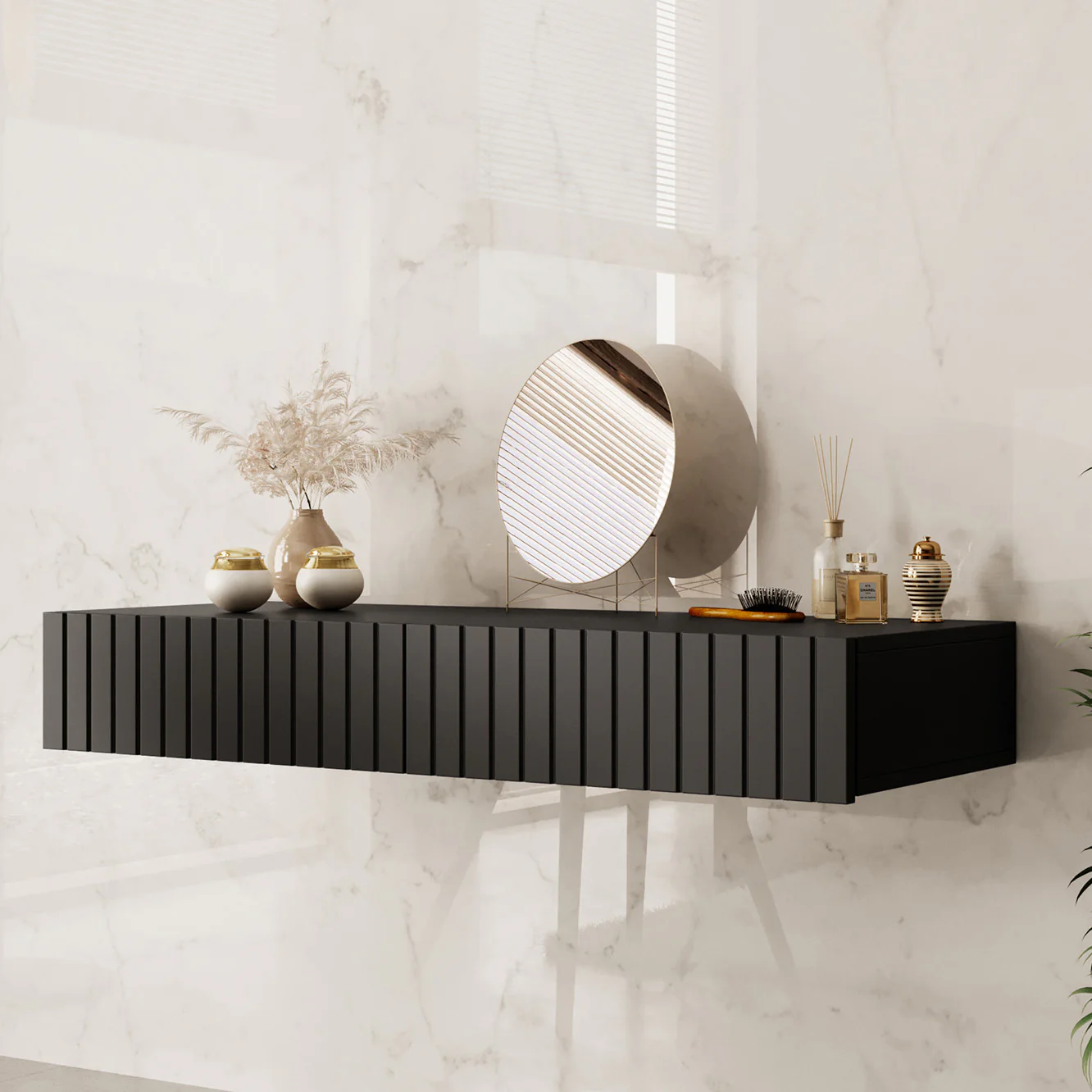 King - Kaptafel - Mat Zwart - 100x41 cm