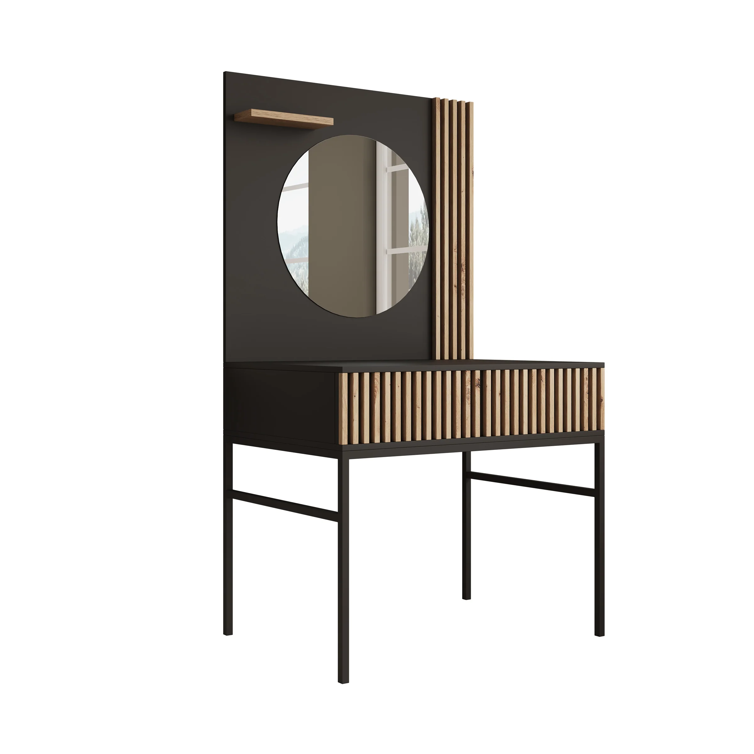 Marbella - Kaptafel met spiegel - Zwart - 85x60x155 cm - Image 6