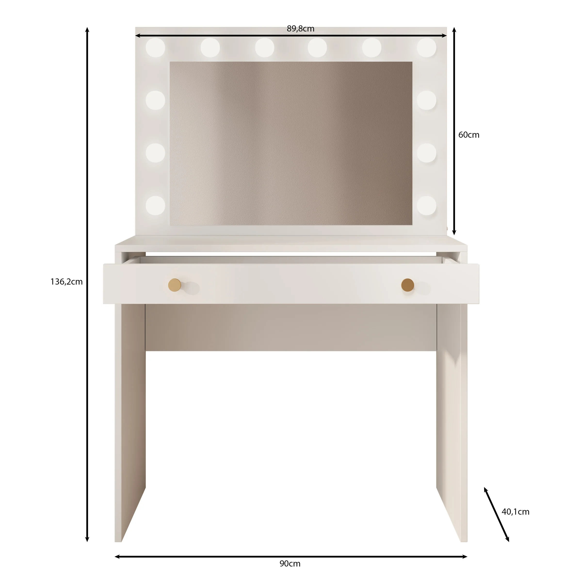 Rumble 2 - Kaptafel met spiegel - Wit - 90x40x136 cm - Image 5