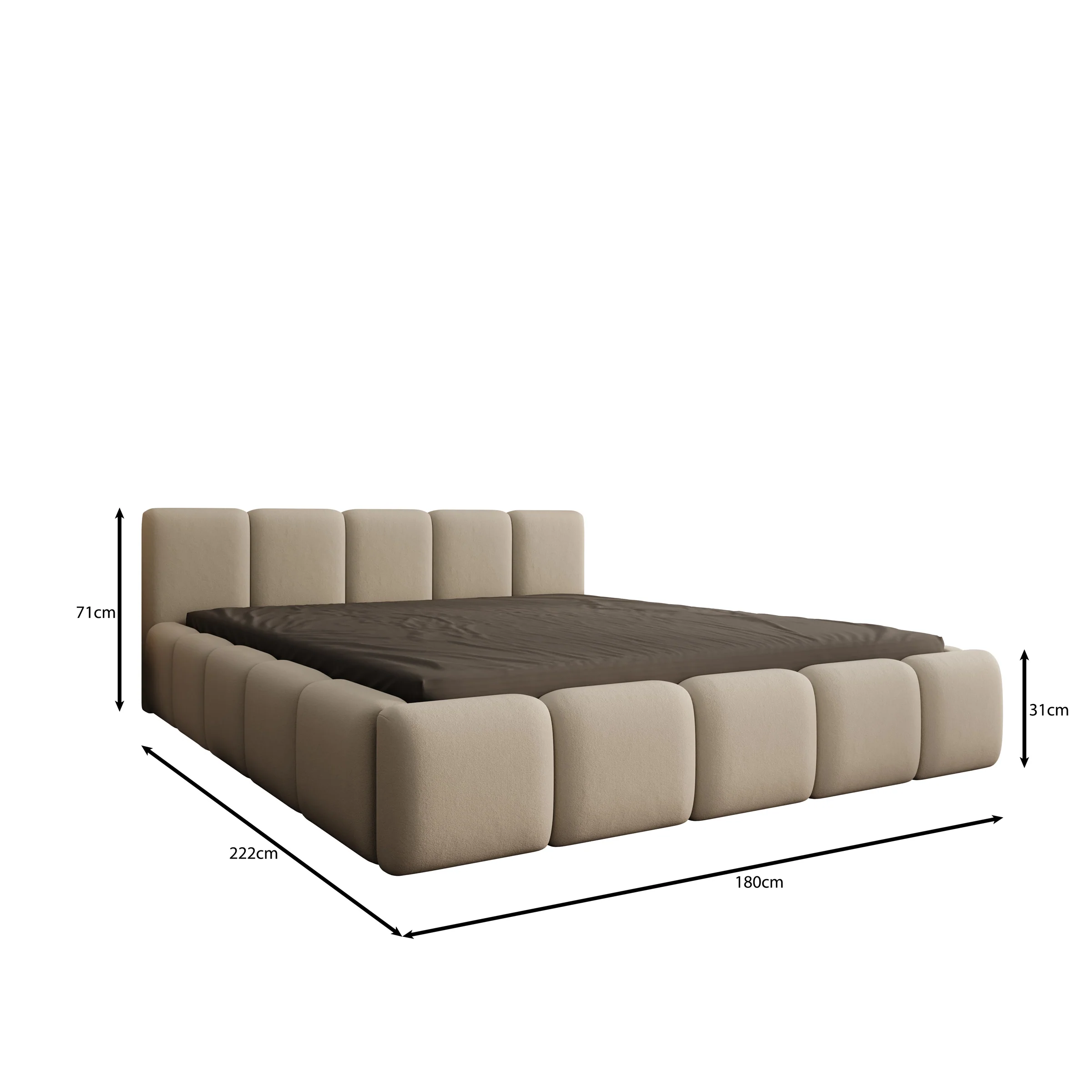 Karisma - Tweepersoonsbed met opbergruimte - Beige stof - 160x200 cm - Image 4