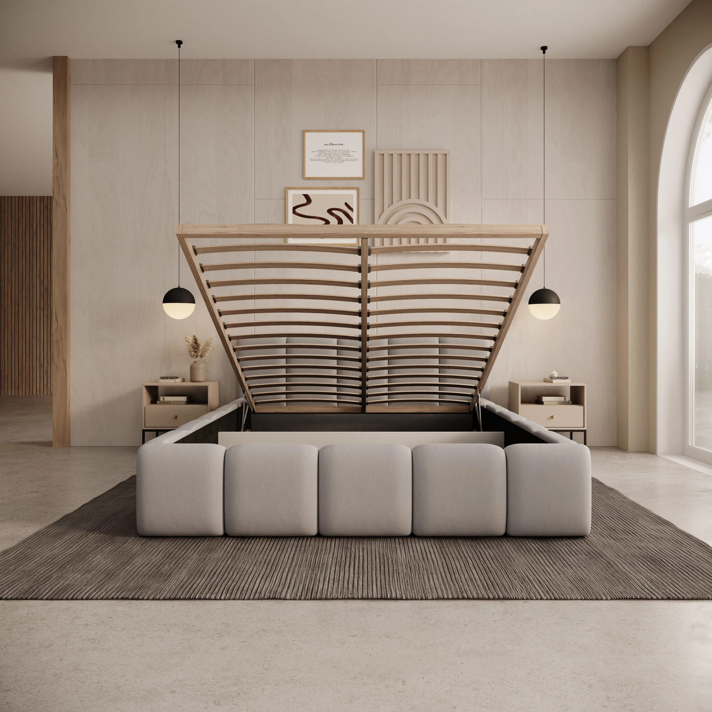Karisma - Tweepersoonsbed met opbergruimte - Grijs stof - 140x200 cm - Image 2