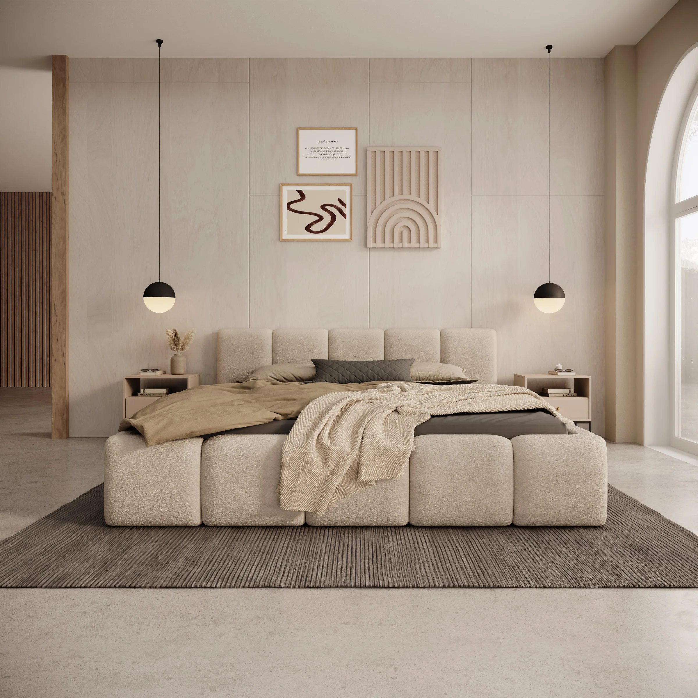 Karisma - Tweepersoonsbed met opbergruimte - Teddystof beige - 160x200 cm - Image 3