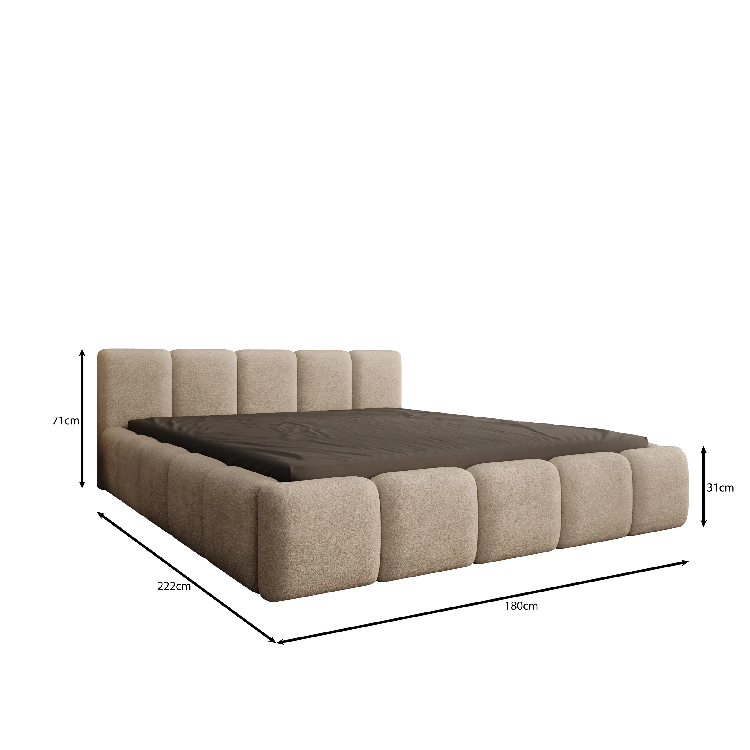 Karisma - Tweepersoonsbed met opbergruimte - Teddystof beige - 160x200 cm - Image 4