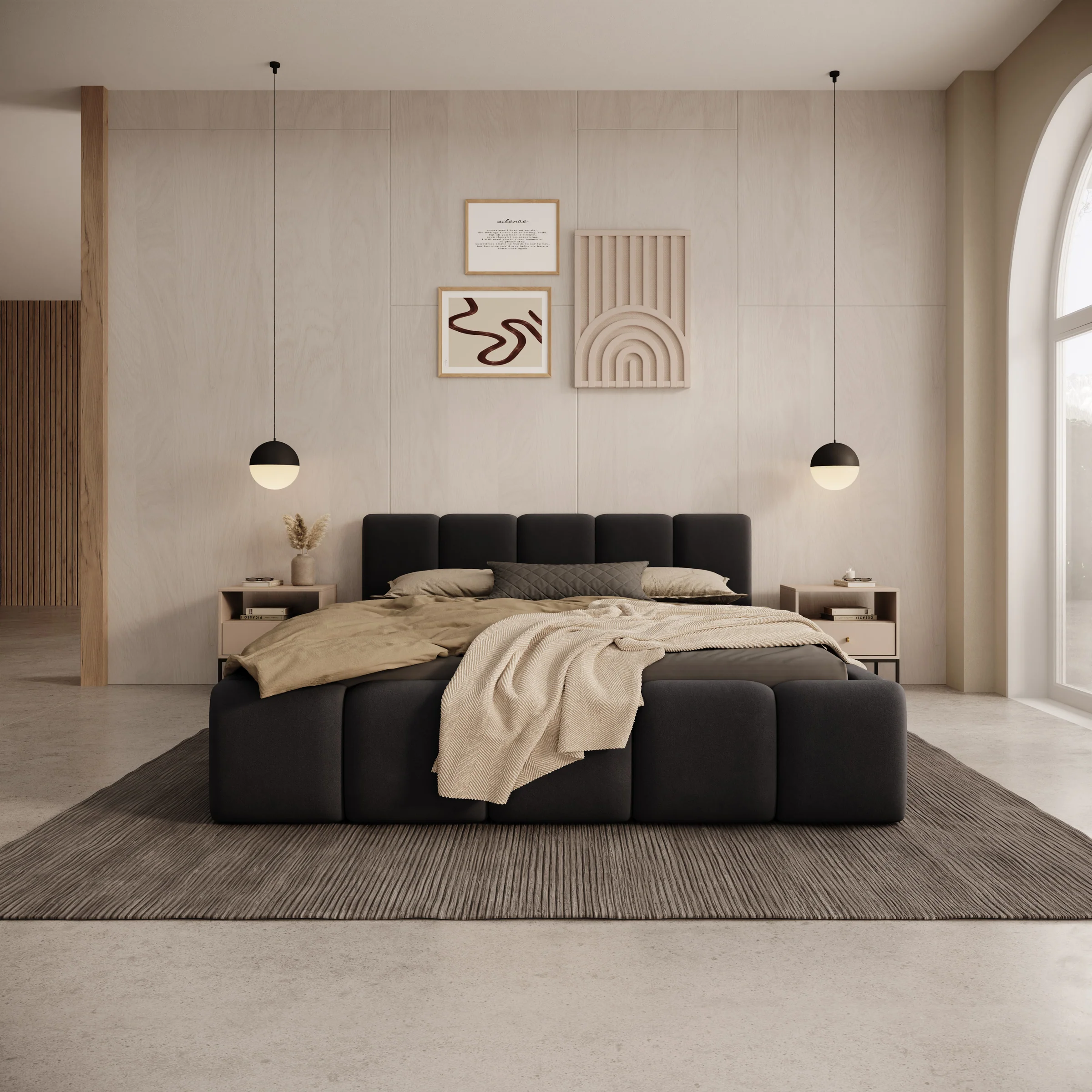 Karisma - Tweepersoonsbed met opbergruimte - Zwart velvet - 140x200 cm - Image 3