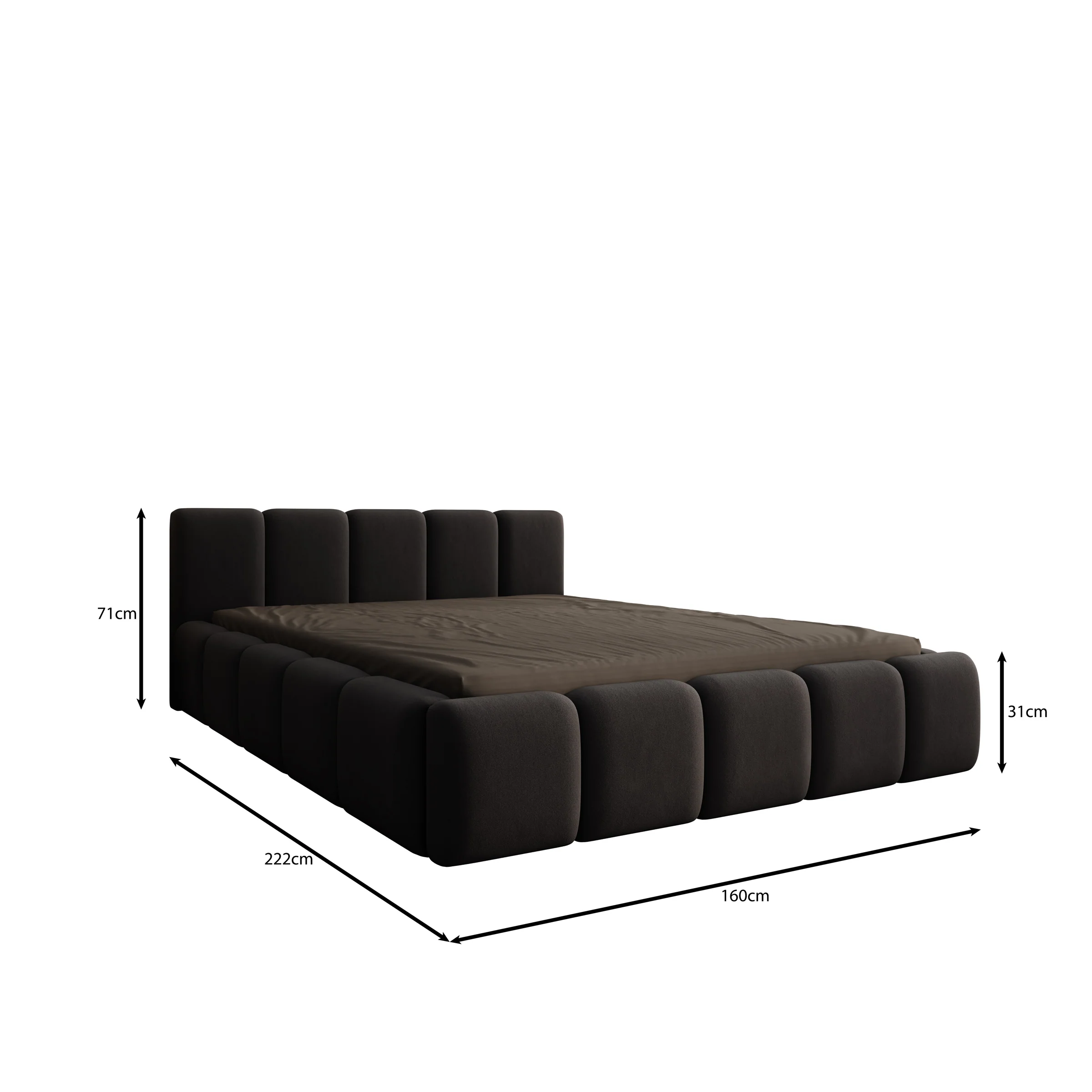 Karisma - Tweepersoonsbed met opbergruimte - Zwart velvet - 140x200 cm - Image 4
