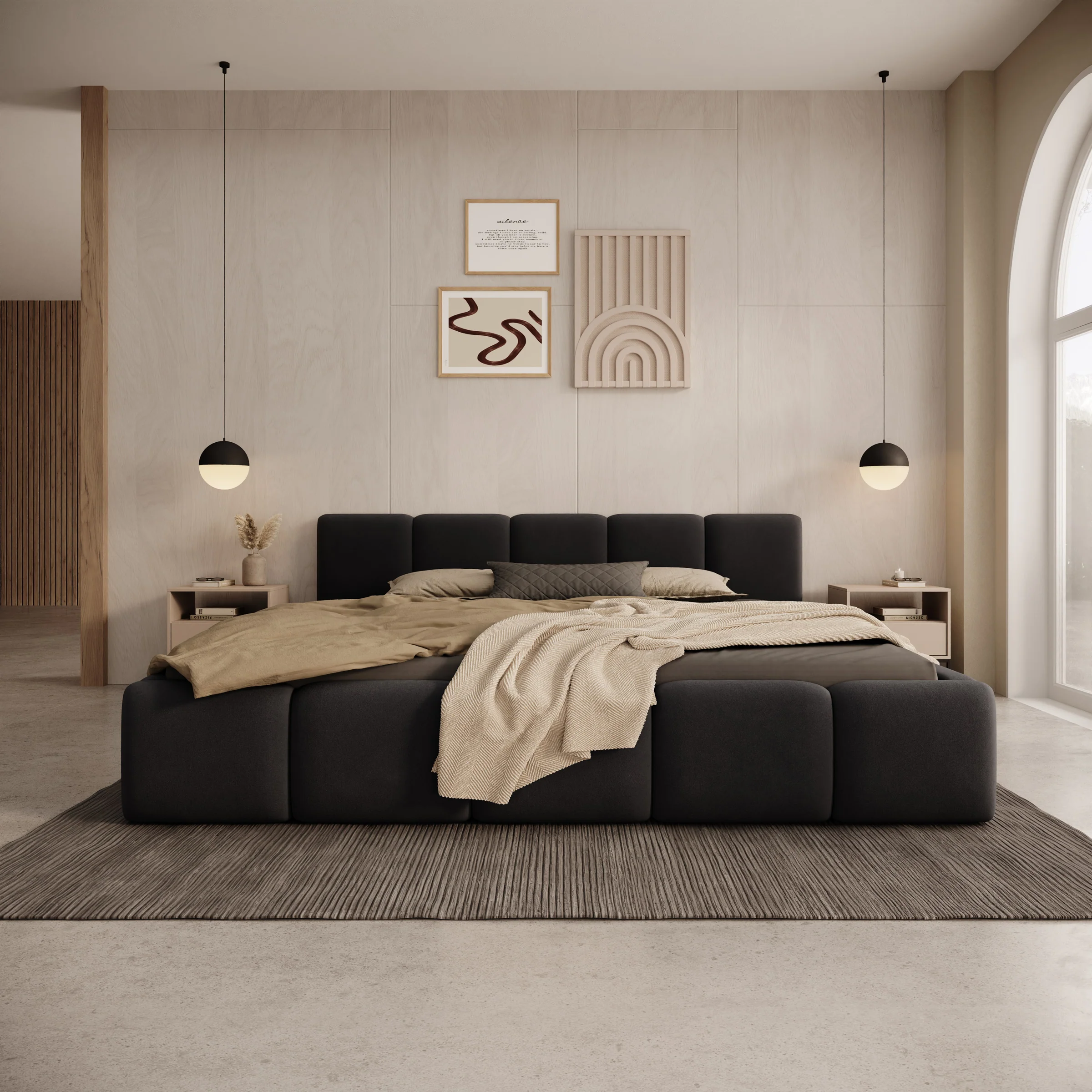 Karisma - Tweepersoonsbed met opbergruimte - Zwart velvet - 180x200 cm - Image 3
