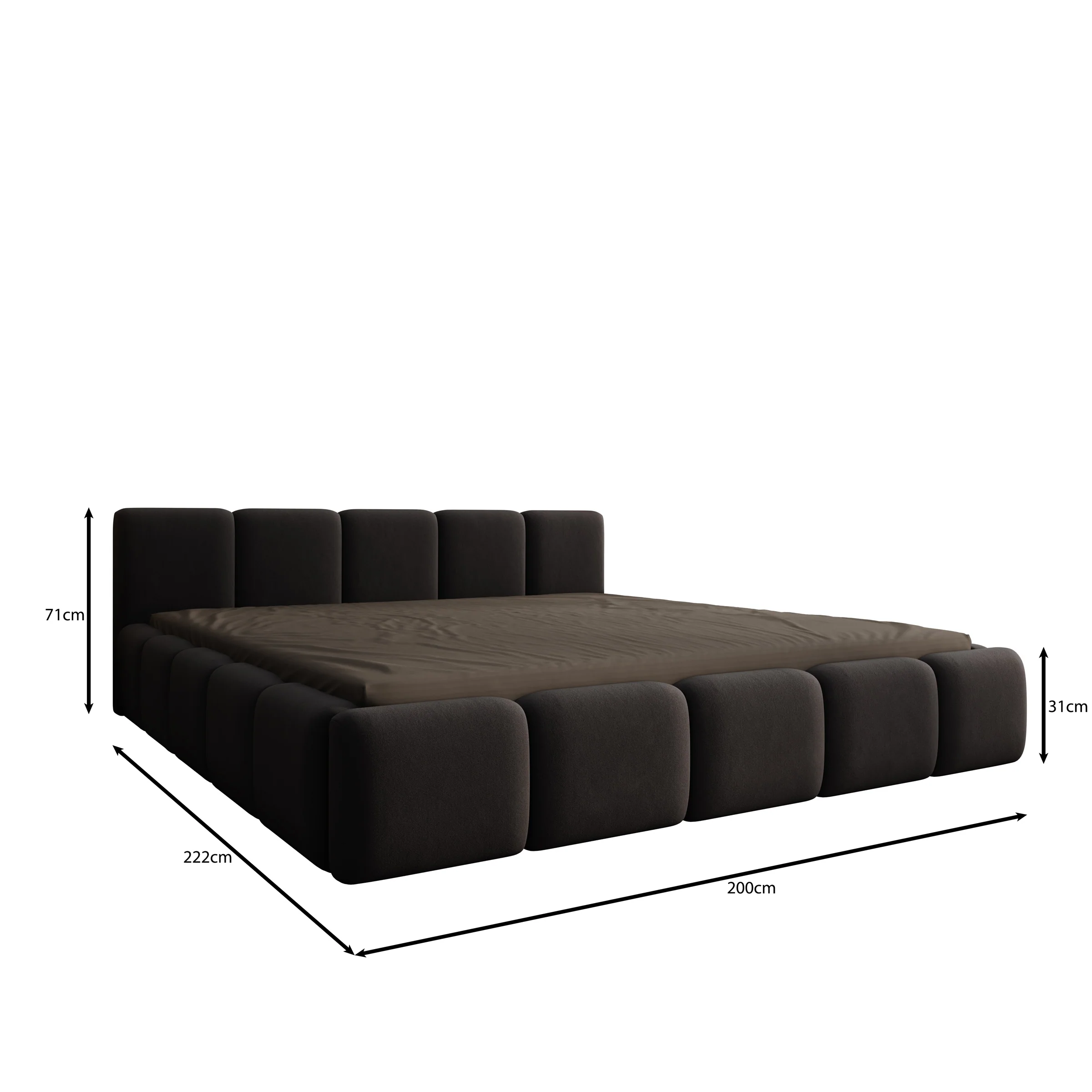 Karisma - Tweepersoonsbed met opbergruimte - Zwart velvet - 180x200 cm - Image 4