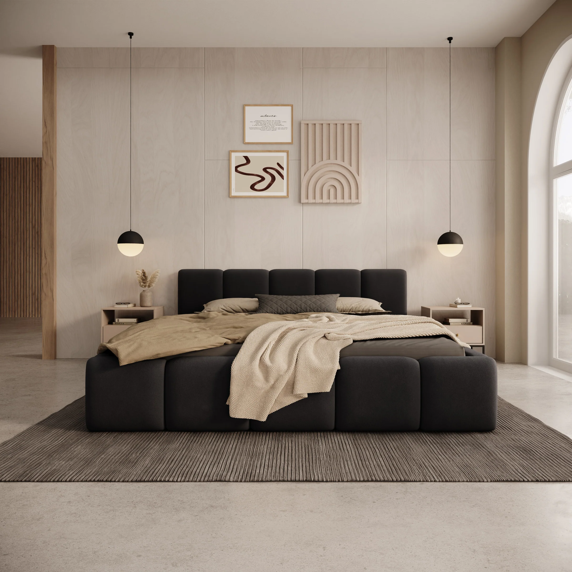 Karisma - Tweepersoonsbed met opbergruimte - Zwart velvet - 160x200 cm - Image 3