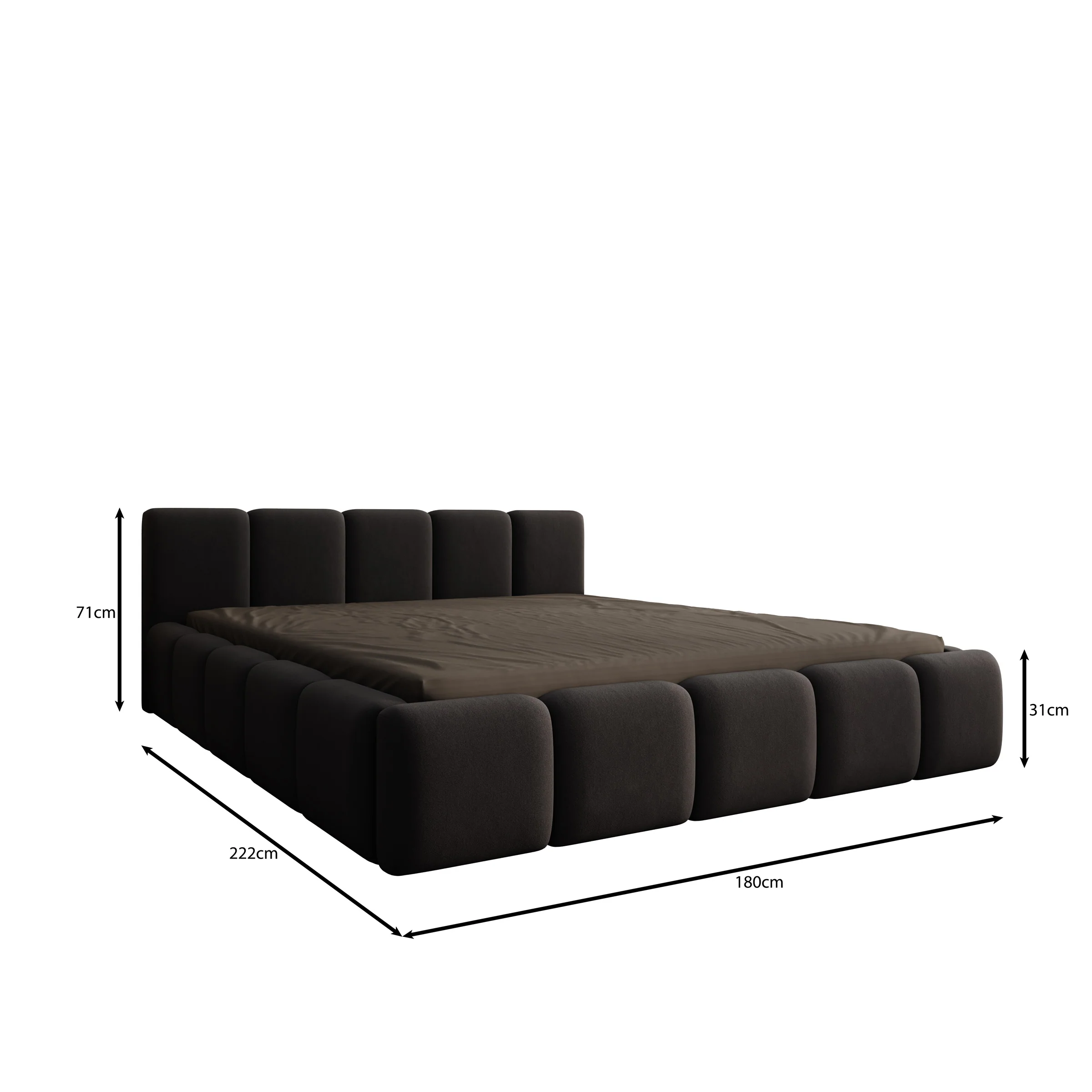 Karisma - Tweepersoonsbed met opbergruimte - Zwart velvet - 160x200 cm - Image 4