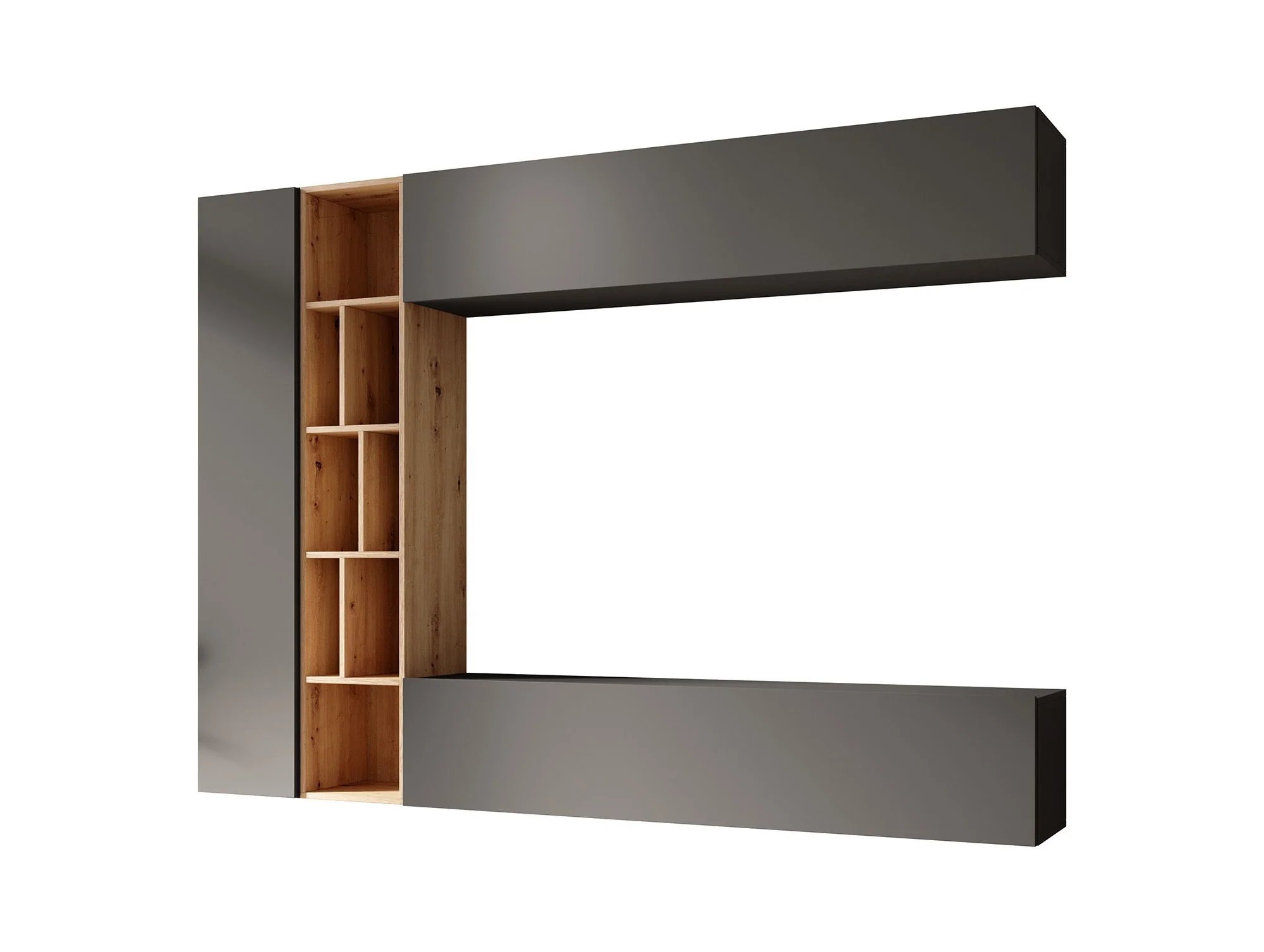 Kastila - Wandmeubel - Grijs/eiken - 224x33x160 cm - Image 6