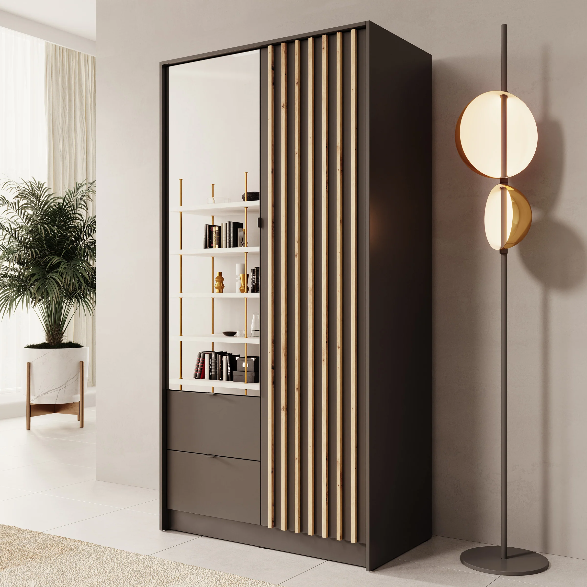 Kavalli - Kledingkast met 2 deuren - Zwart - 102x55x201 cm
