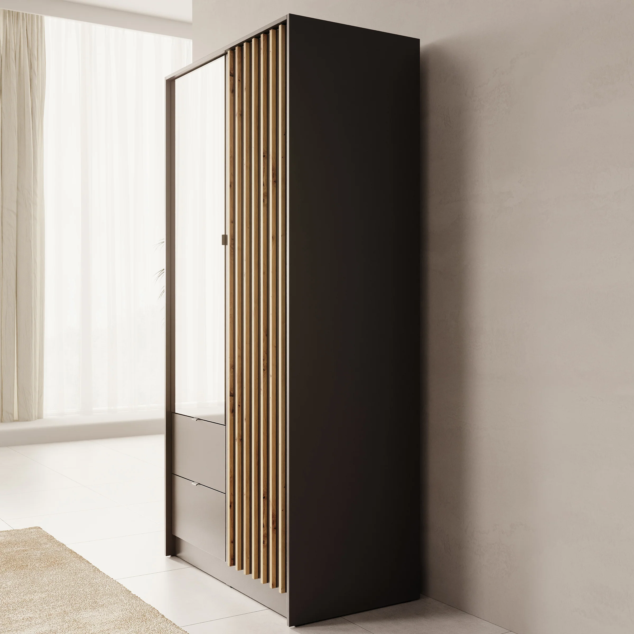 Kavalli - Kledingkast met 2 deuren - Zwart - 102x55x201 cm - Image 4