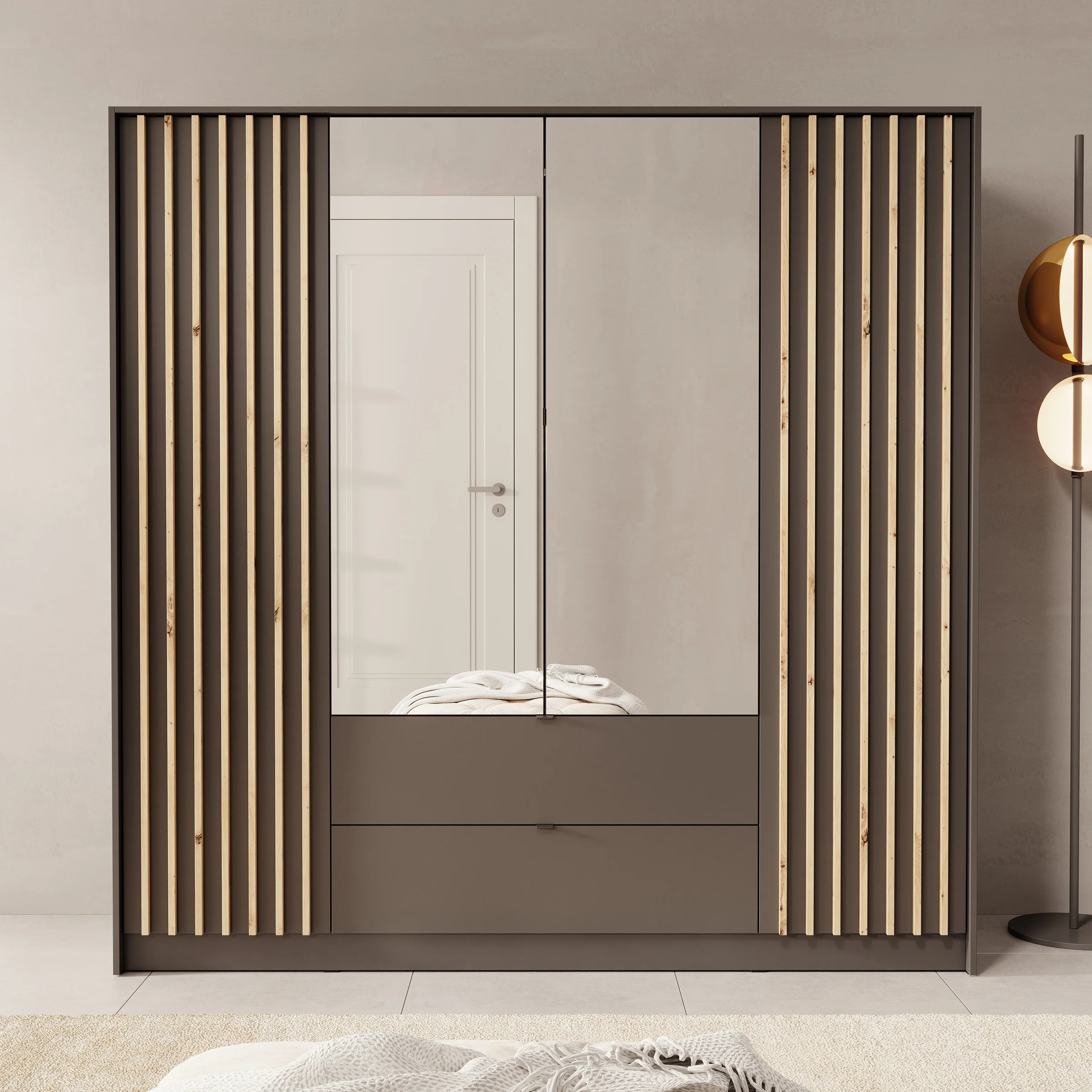 Kavalli - Kledingkast met 4 deuren - Zwart - 200x55x201 cm - Image 3