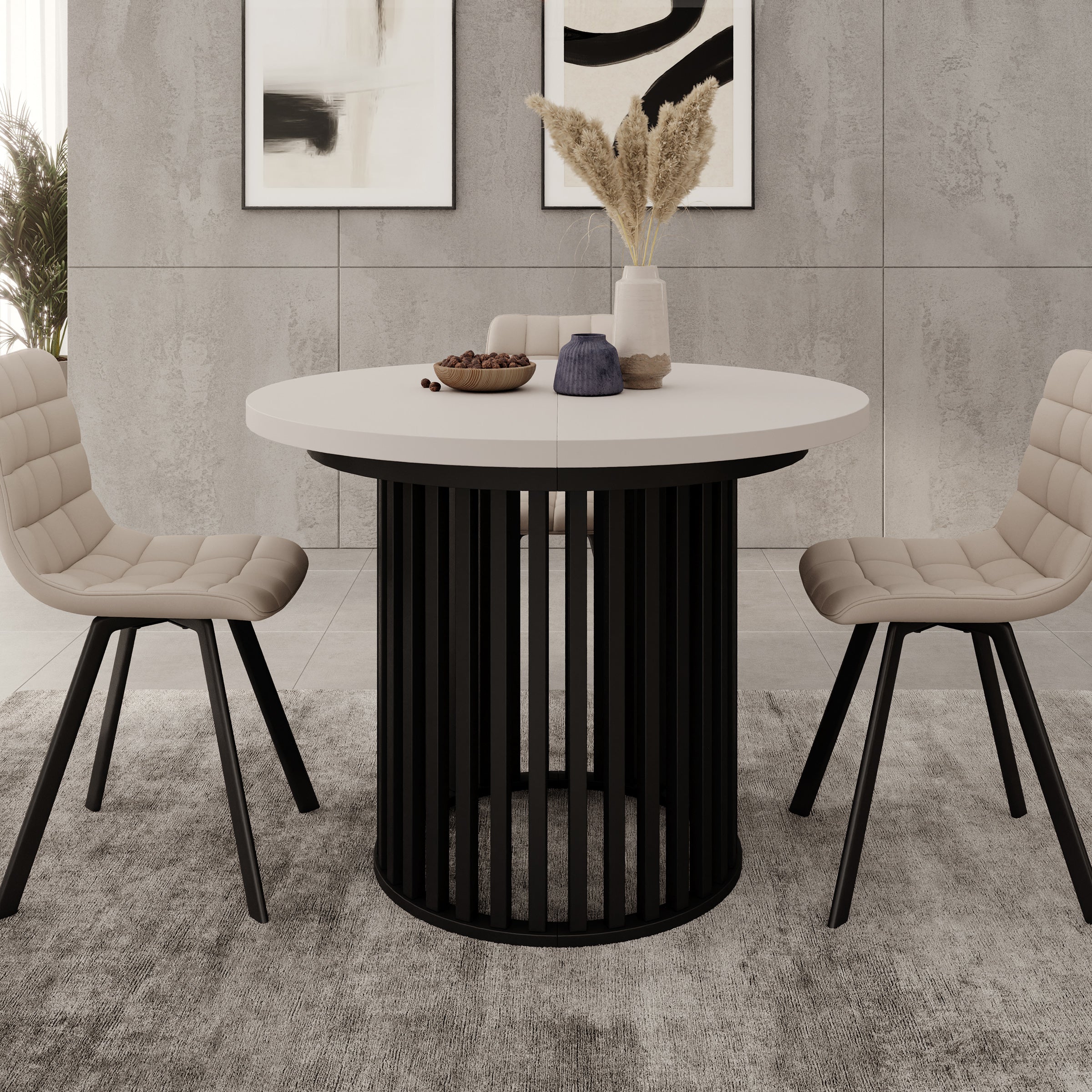 Kaya - Eetkamertafel - Beige/Zwart - Uitschuifbaar - 100/150/200x76 cm - Image 3