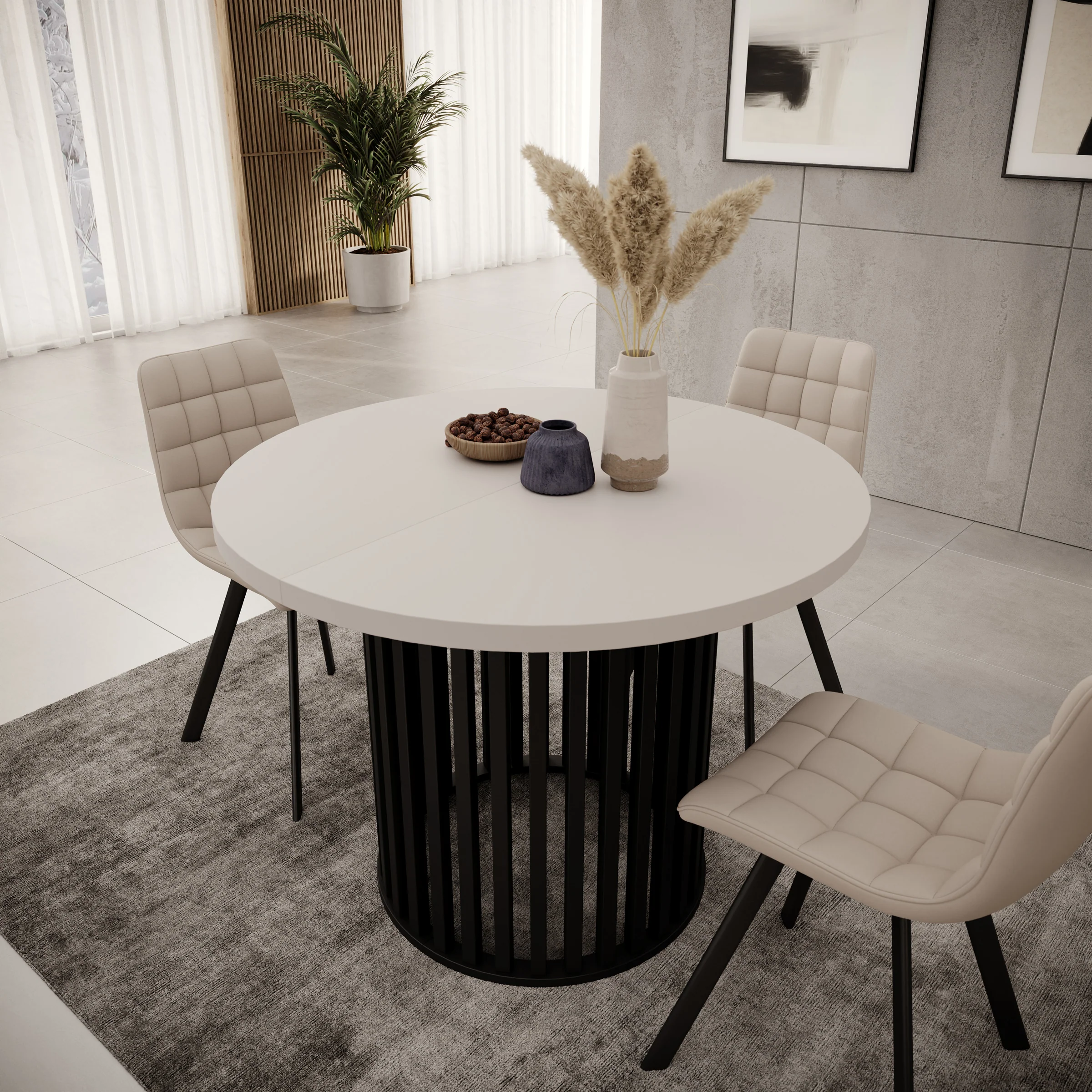 Kaya - Eetkamertafel - Beige/Zwart - Uitschuifbaar - 100/150/200x76 cm - Image 7