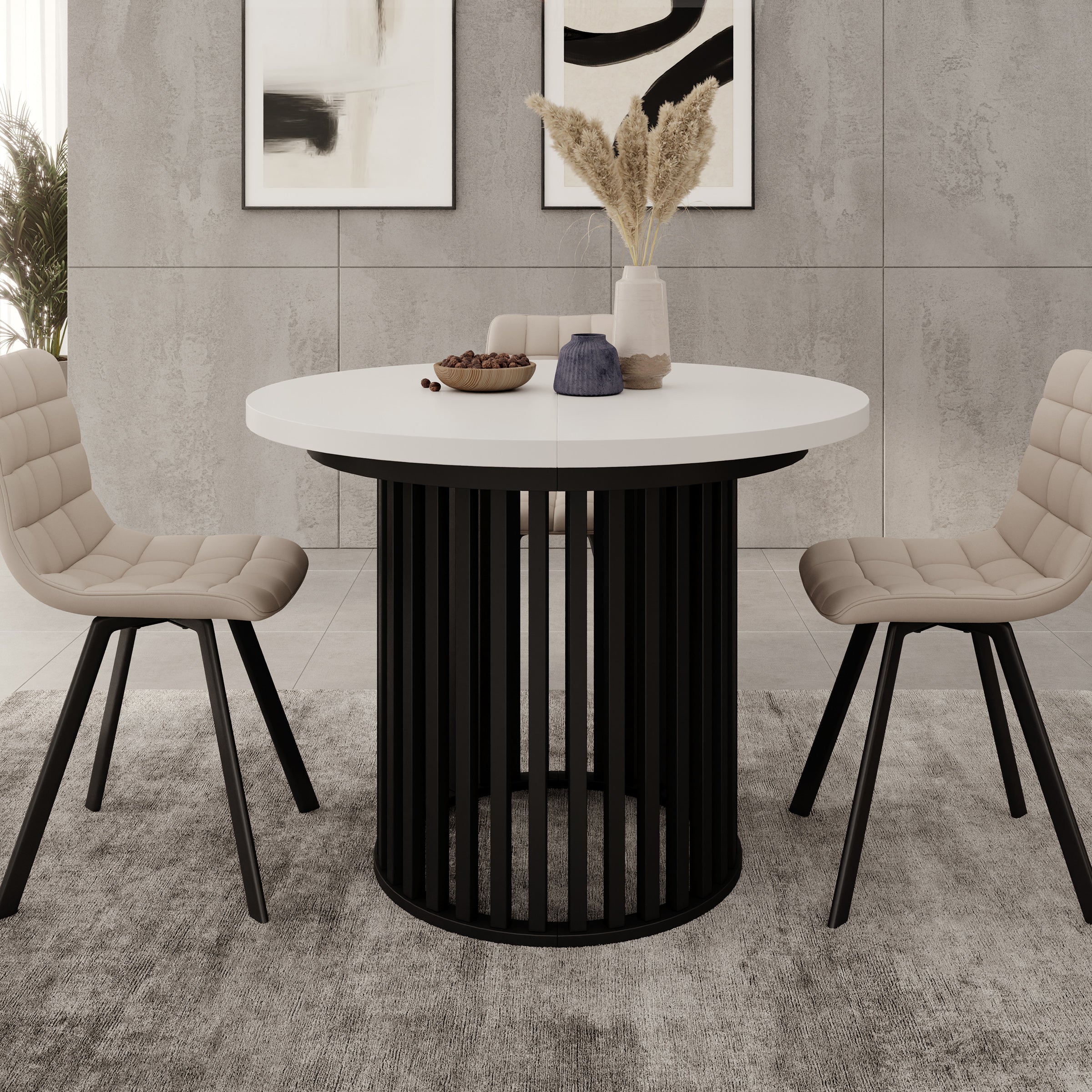 Kaya - Eetkamertafel - Wit/Zwart - Uitschuifbaar - 100/150/200x76 cm - Image 3