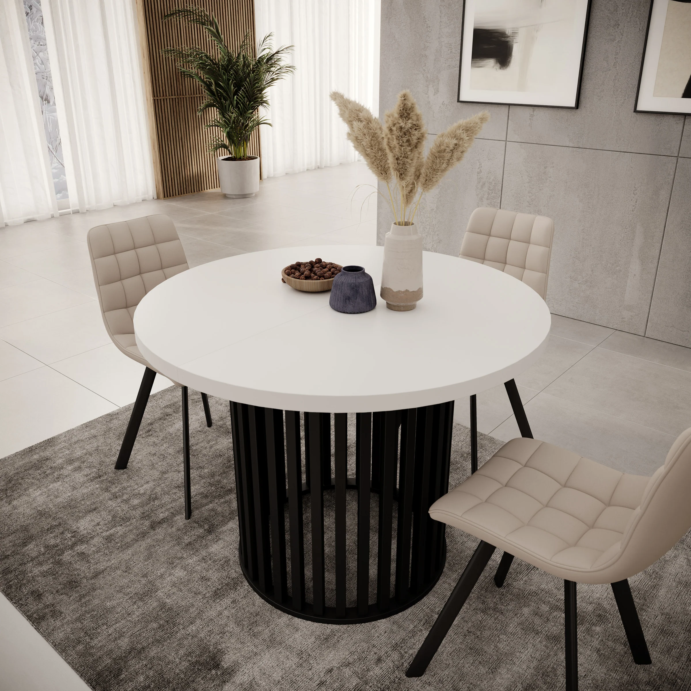 Kaya - Eetkamertafel - Wit/Zwart - Uitschuifbaar - 100/150/200x76 cm - Image 7
