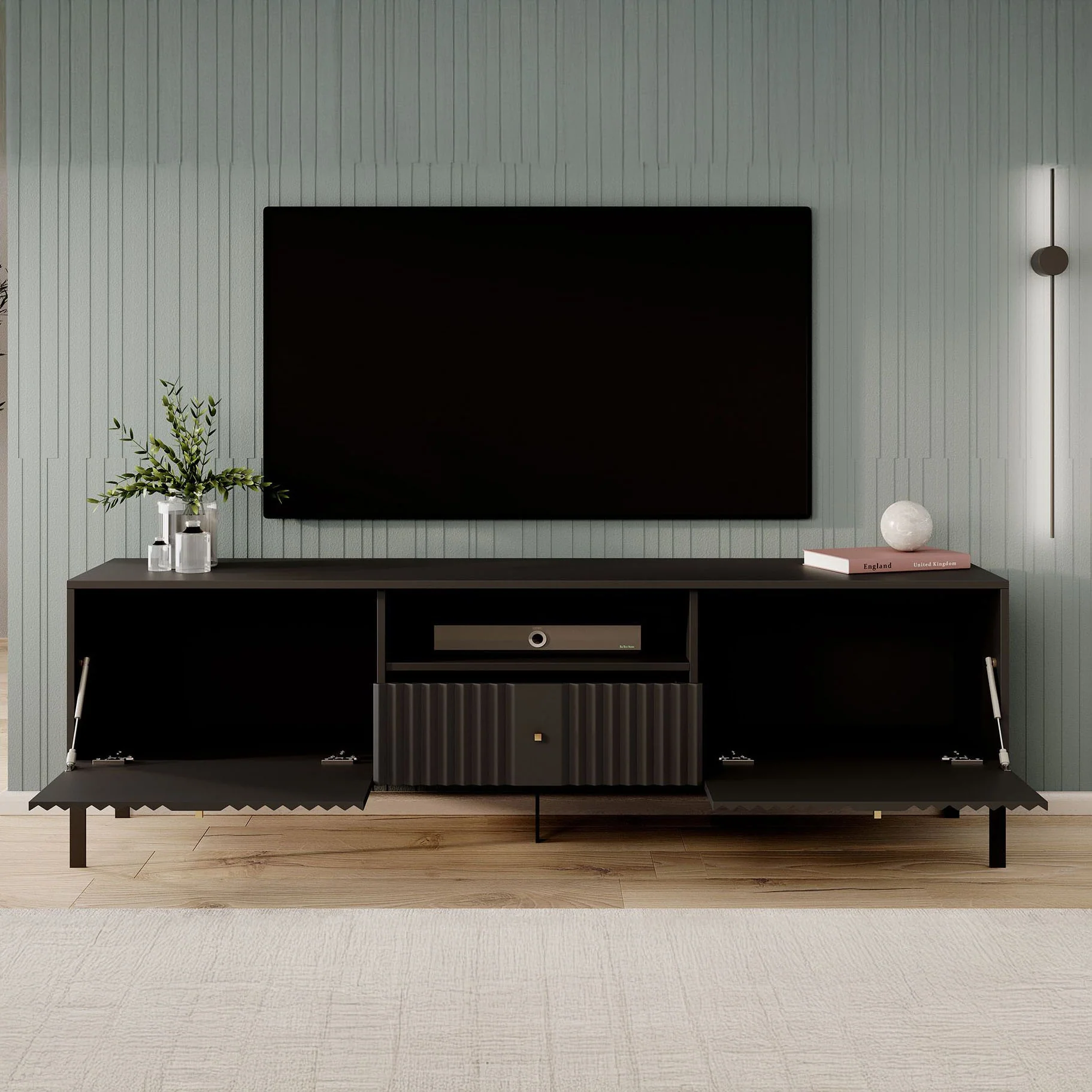 Kaylan - TV-Meubel - Zwart - 180 cm - Image 2