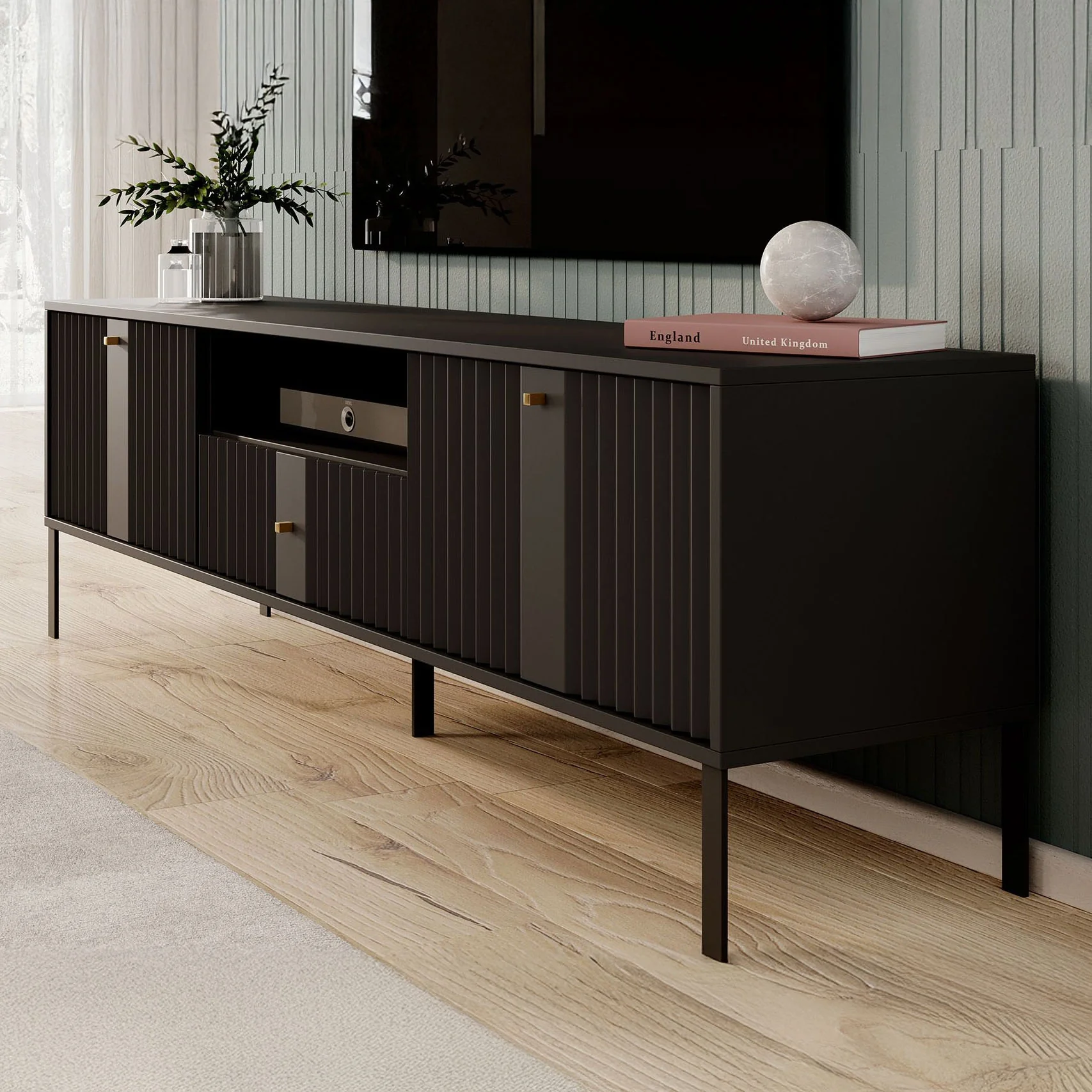 Kaylan - TV-Meubel - Zwart - 180 cm - Image 4