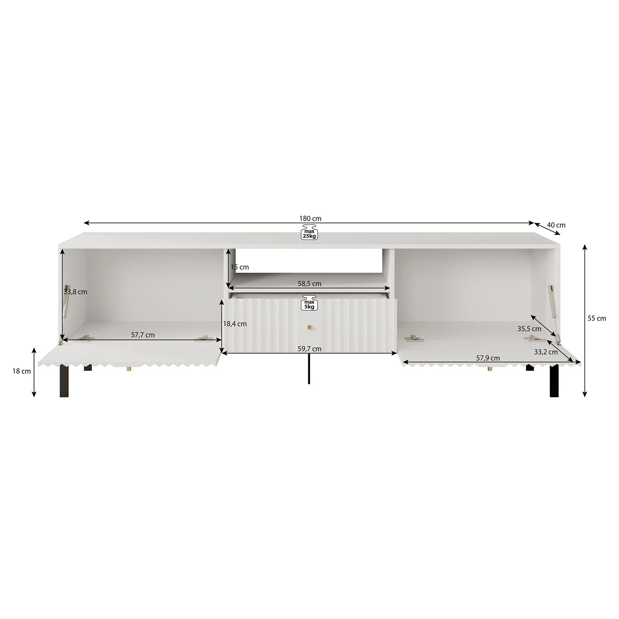 Kaylan - TV-Meubel - Zwart - 180 cm - Image 5