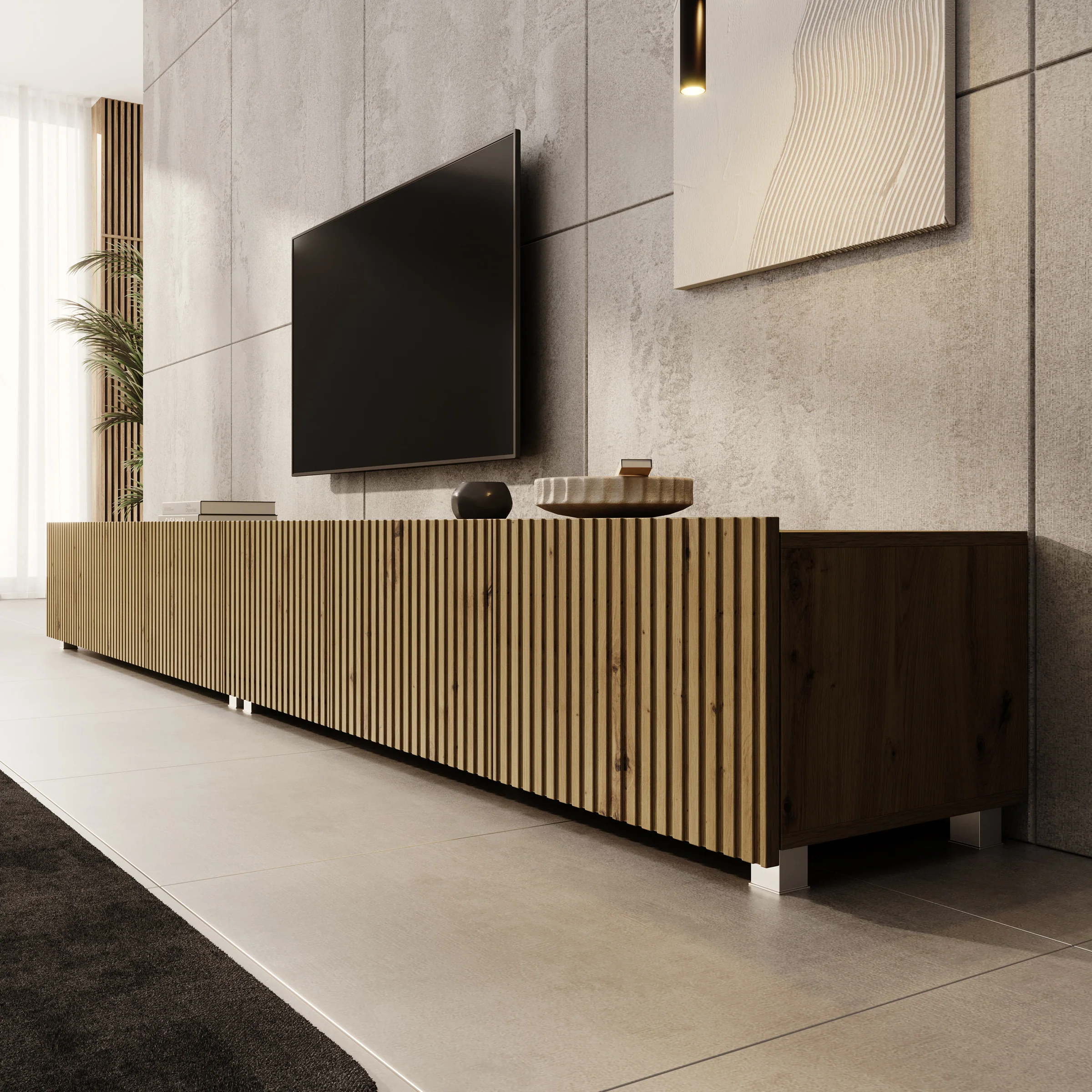 Kenderes - TV-Meubel - Eiken  - 300x41x38 cm - Image 5