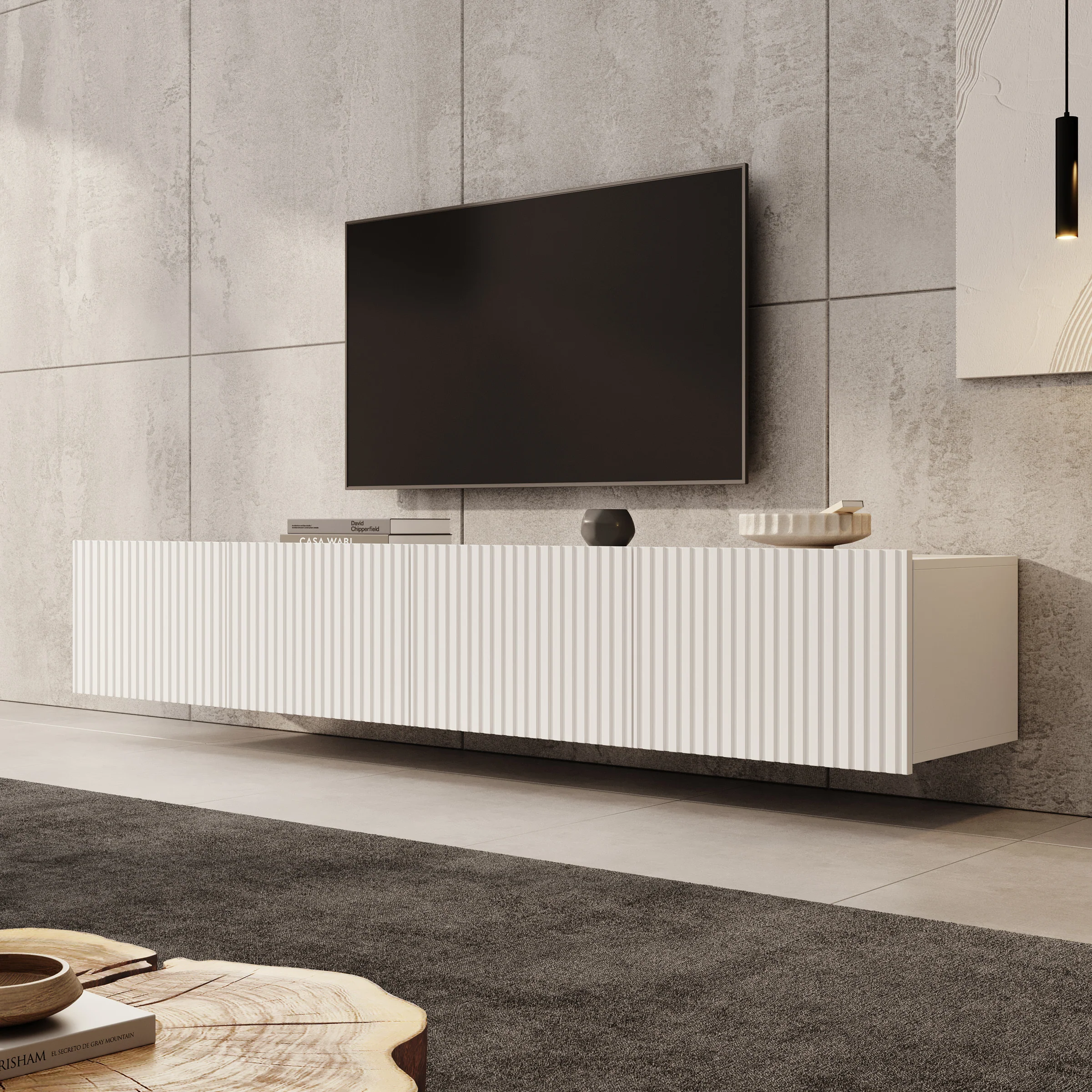 Kenderes - TV-Meubel - Wit - 200x41x38 cm