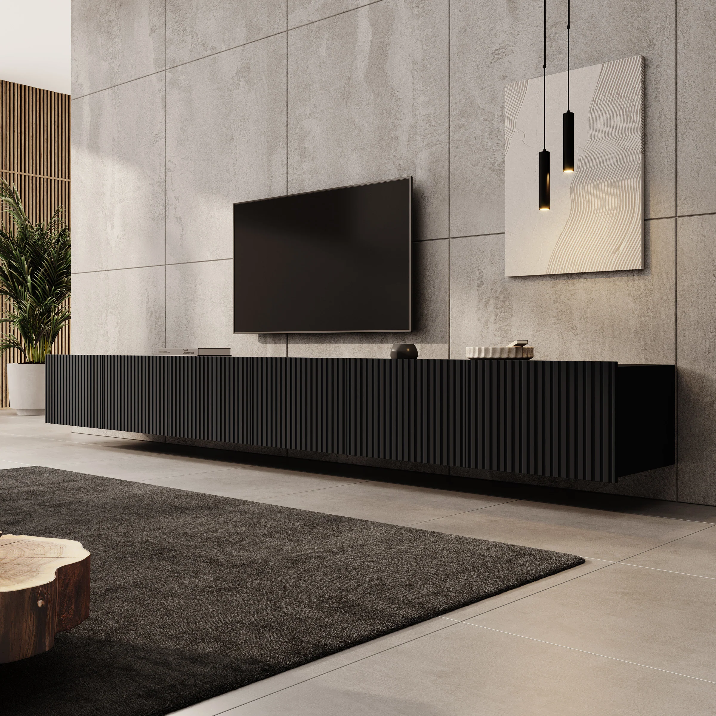 Kenderes - TV-Meubel - Zwart - 300x41x38 cm