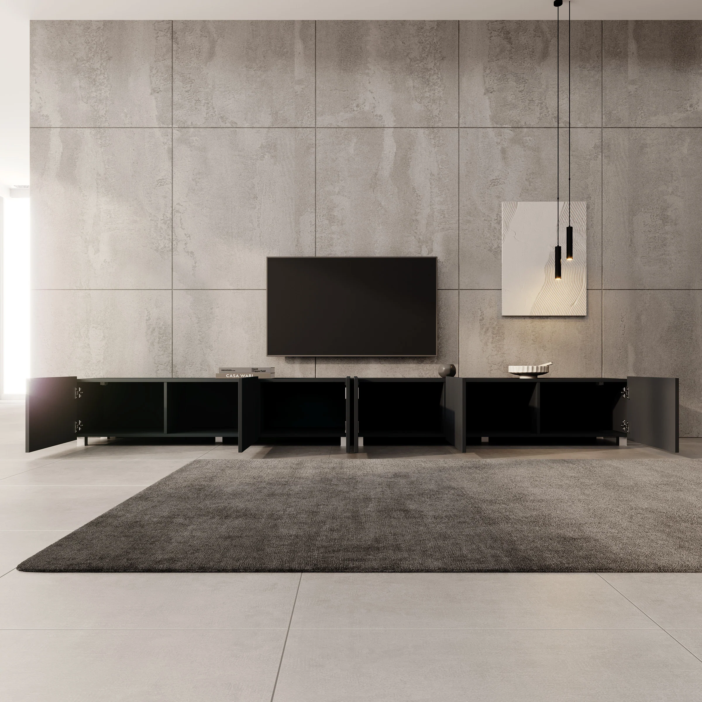 Kenderes - TV-Meubel - Zwart - 300x41x38 cm - Image 2