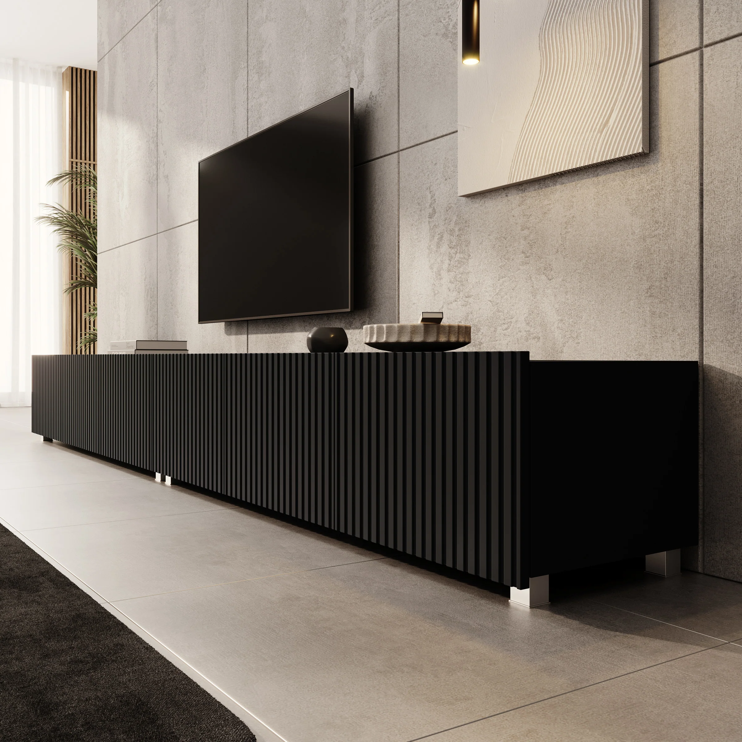 Kenderes - TV-Meubel - Zwart - 300x41x38 cm - Image 5
