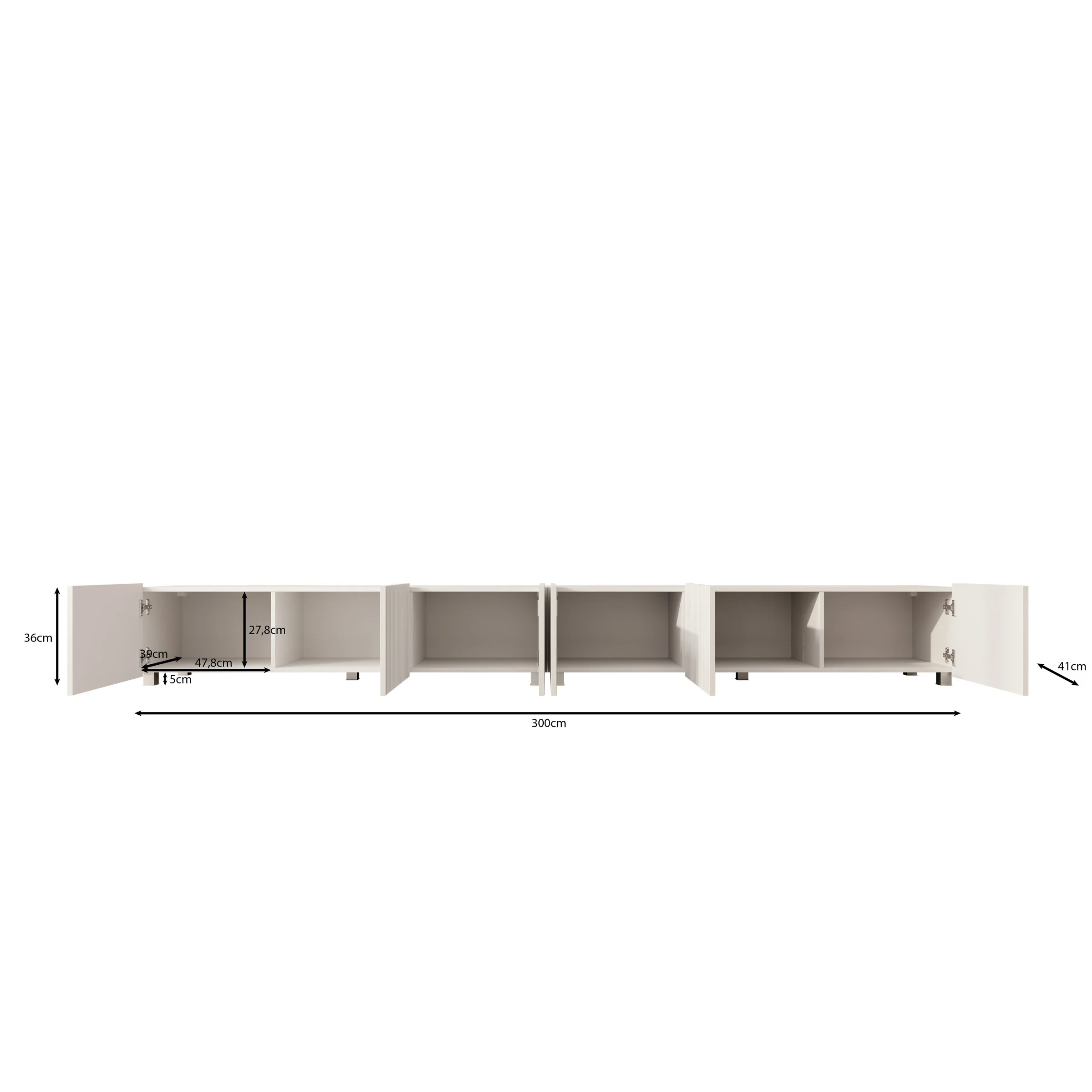 Kenderes - TV-Meubel - Zwart - 300x41x38 cm - Image 6