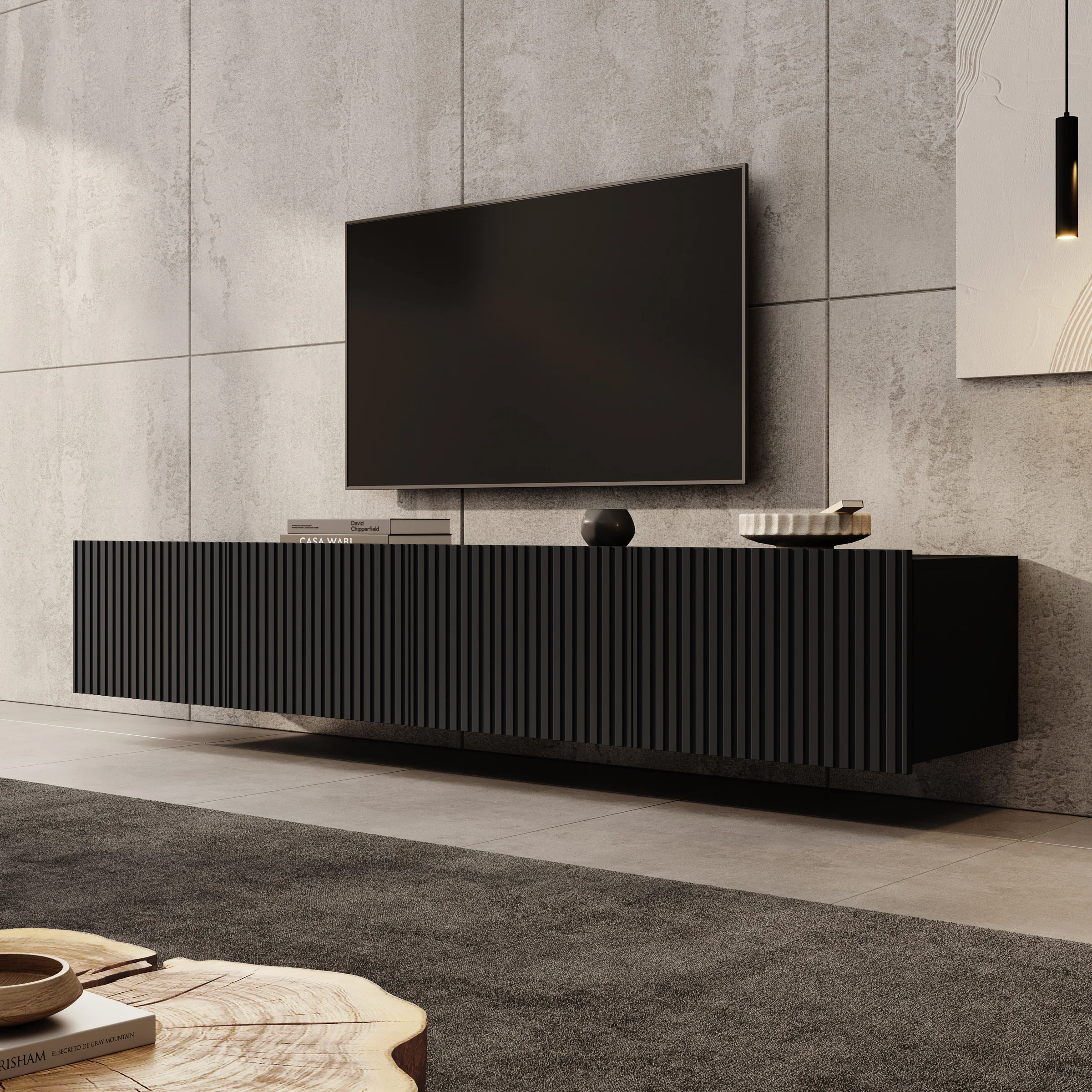 Kenderes - TV-Meubel - Zwart - 200x41x38 cm