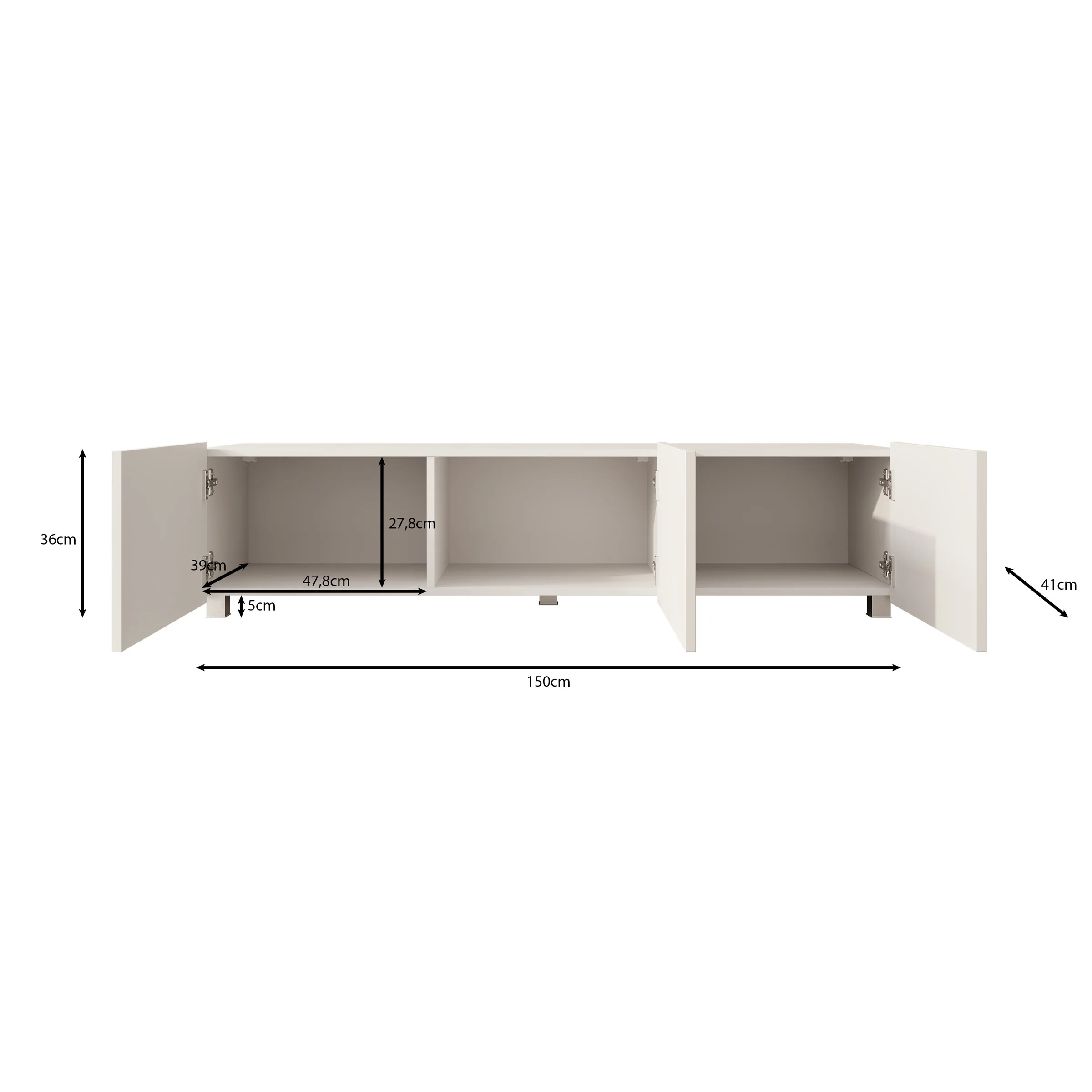 Kenderes - TV-Meubel - Zwart - 150x41x38 cm - Image 6