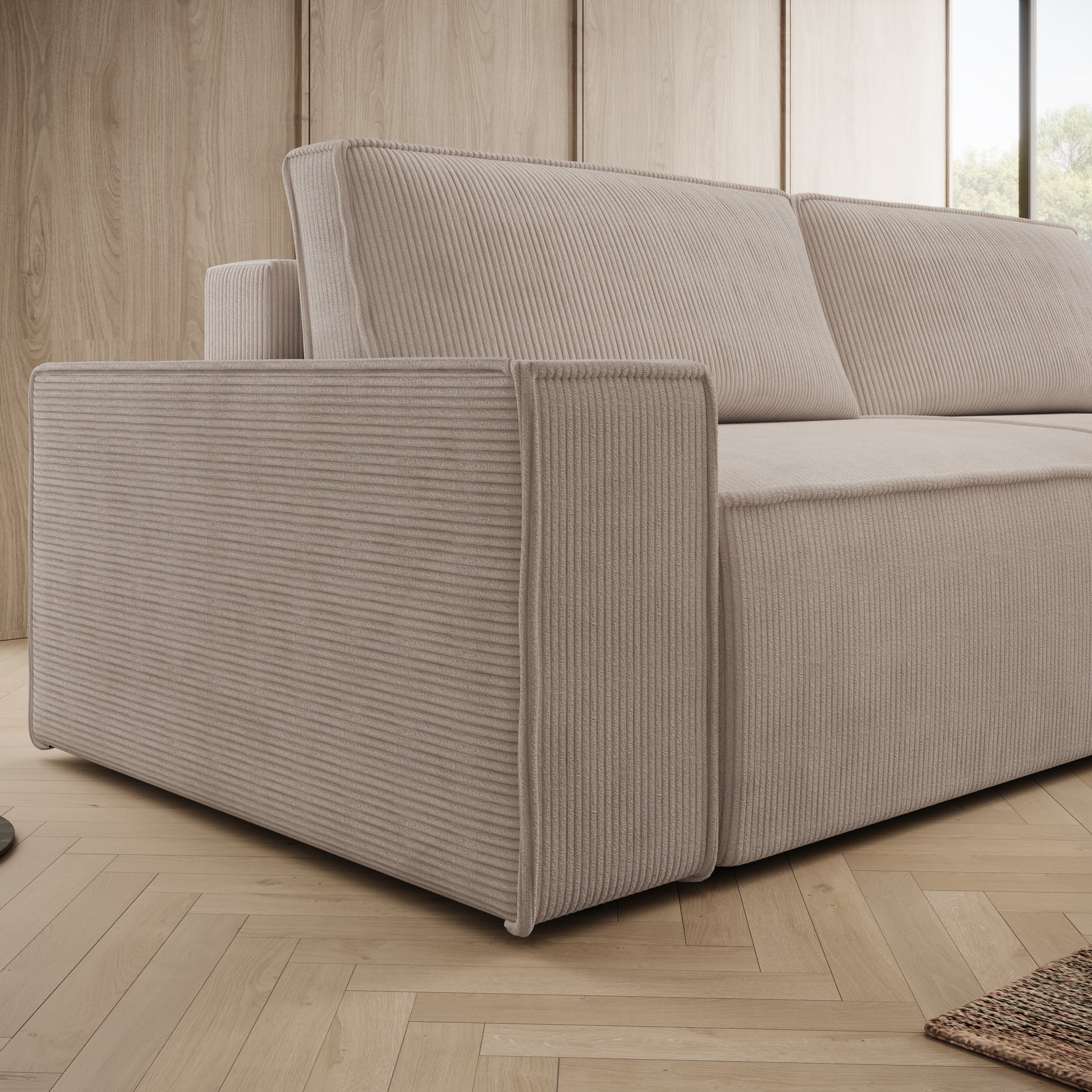 Khaos - 3-zitsbank - Ribstof beige - 245x90x82 cm - Image 3
