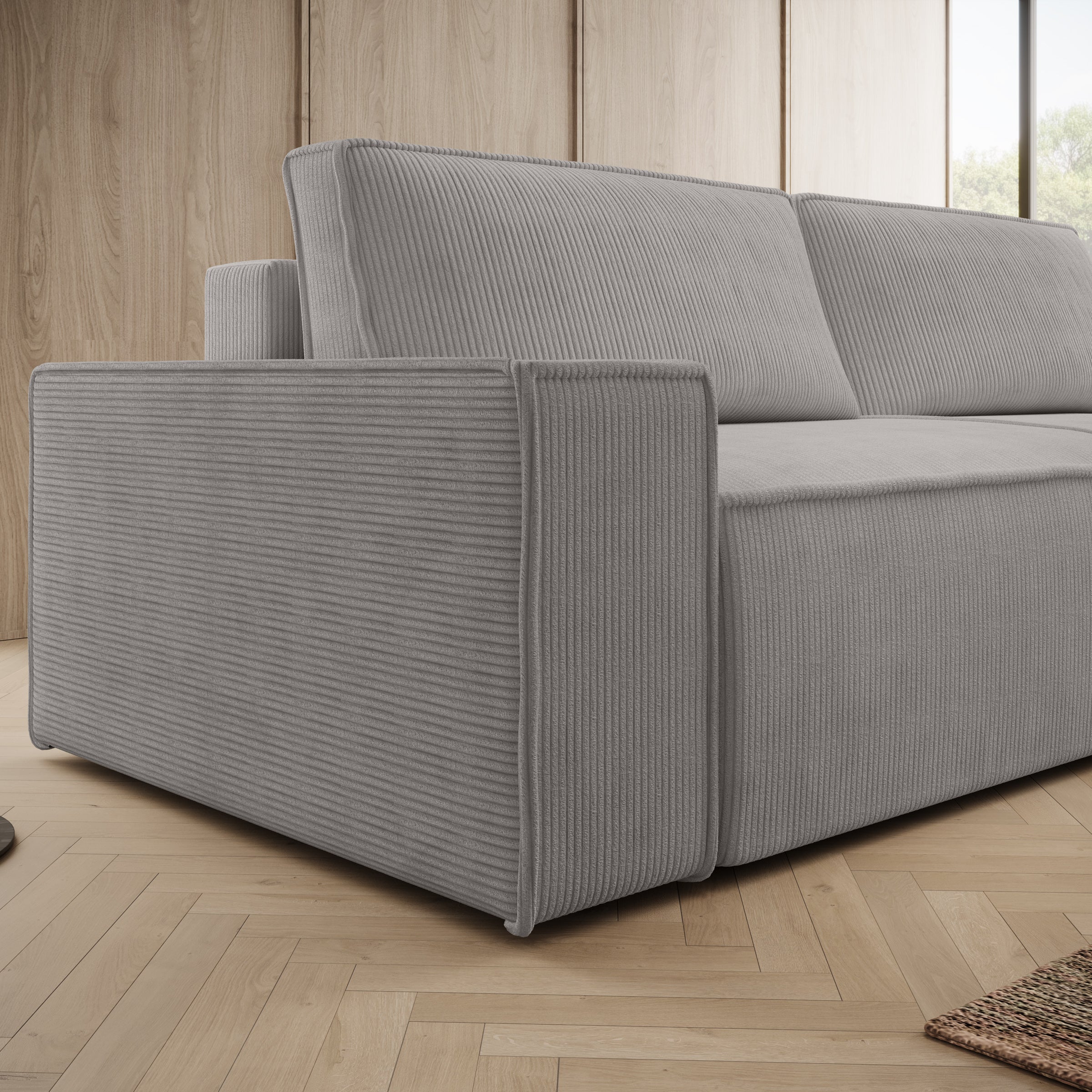 Khaos - 3-zitsbank - Ribstof grijs - 245x90x82 cm - Image 3