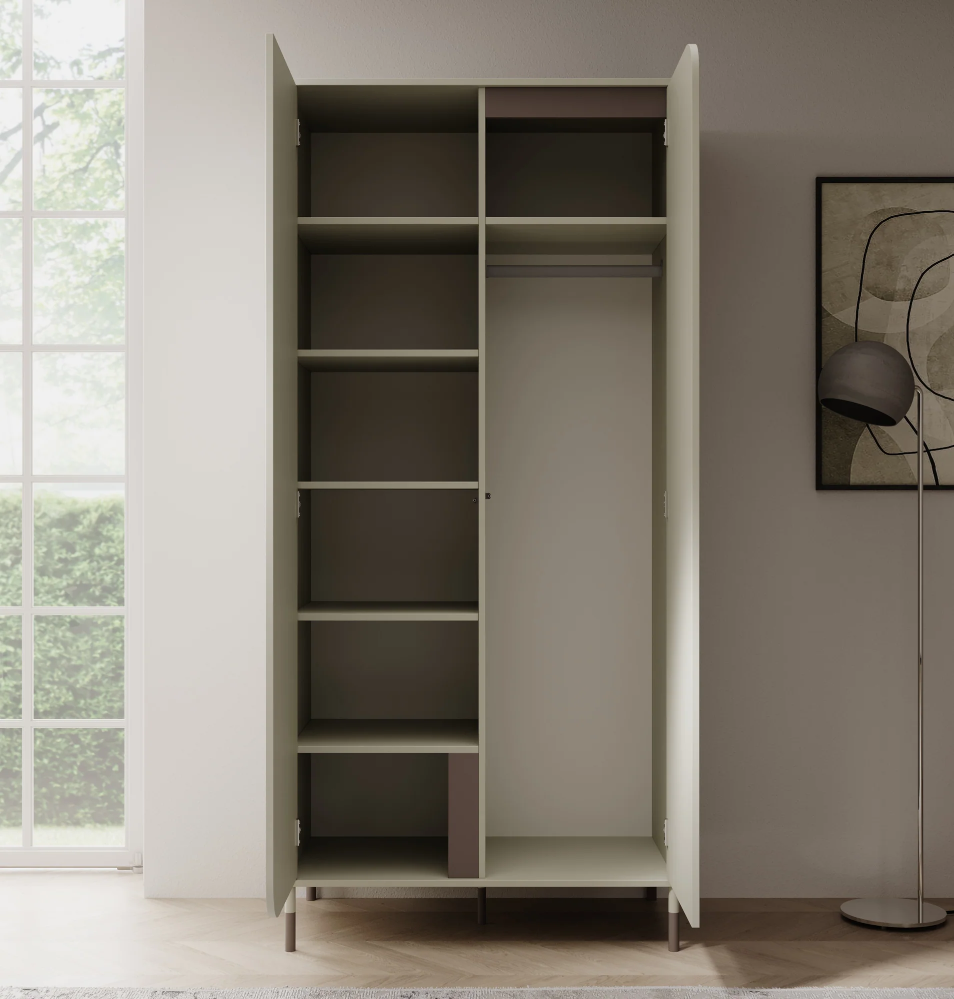 Hill - Kledingkast 2-deurs - Beige - 92x50x201 cm - Image 3