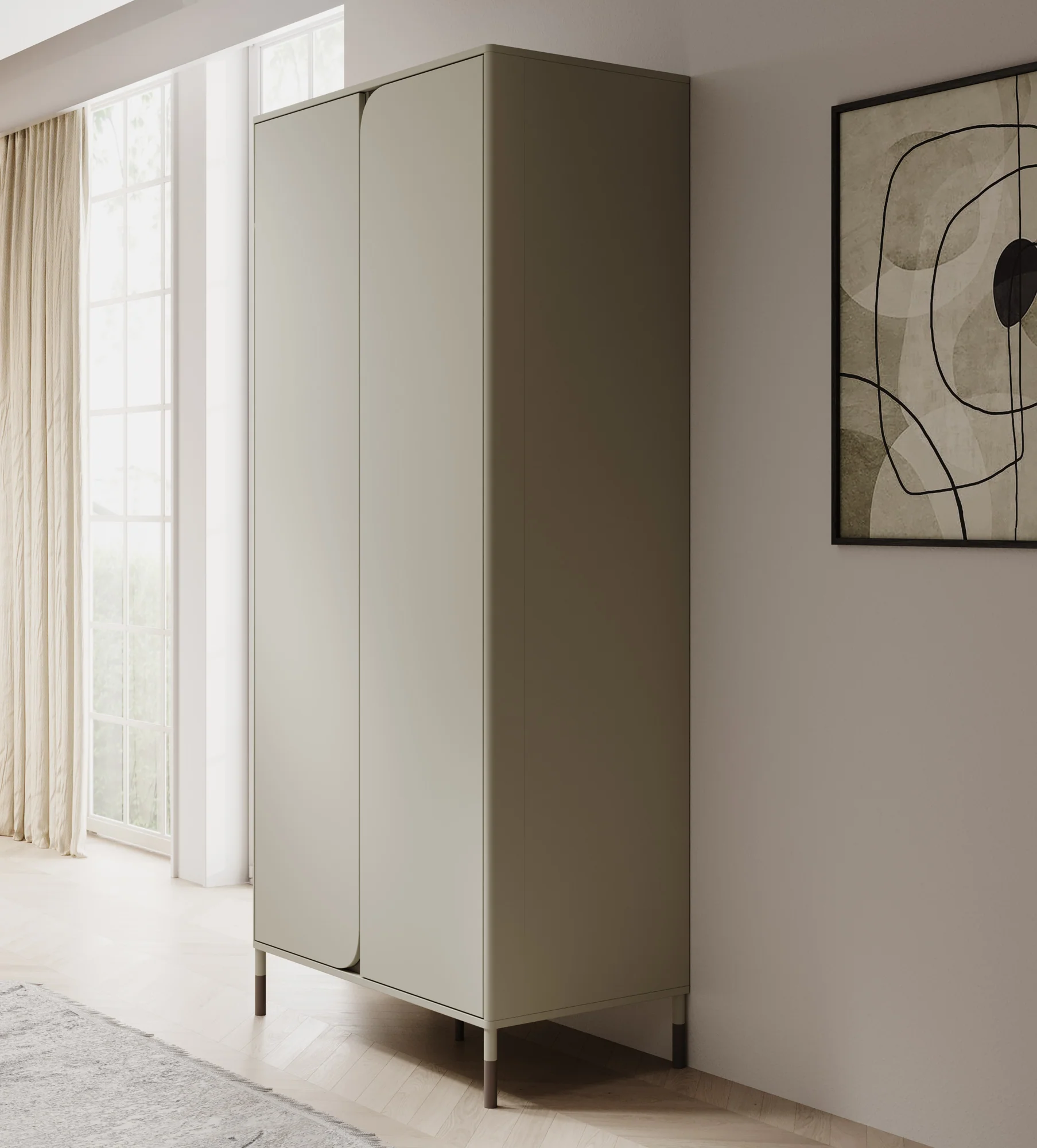 Hill - Kledingkast 2-deurs - Beige - 92x50x201 cm - Image 4