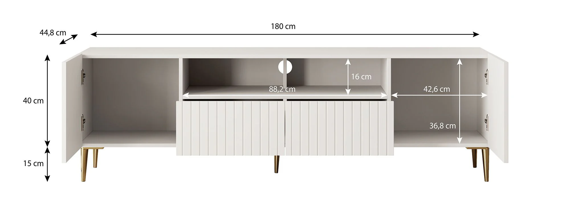 King - TV-Meubel - Wit - 180 cm - Image 5