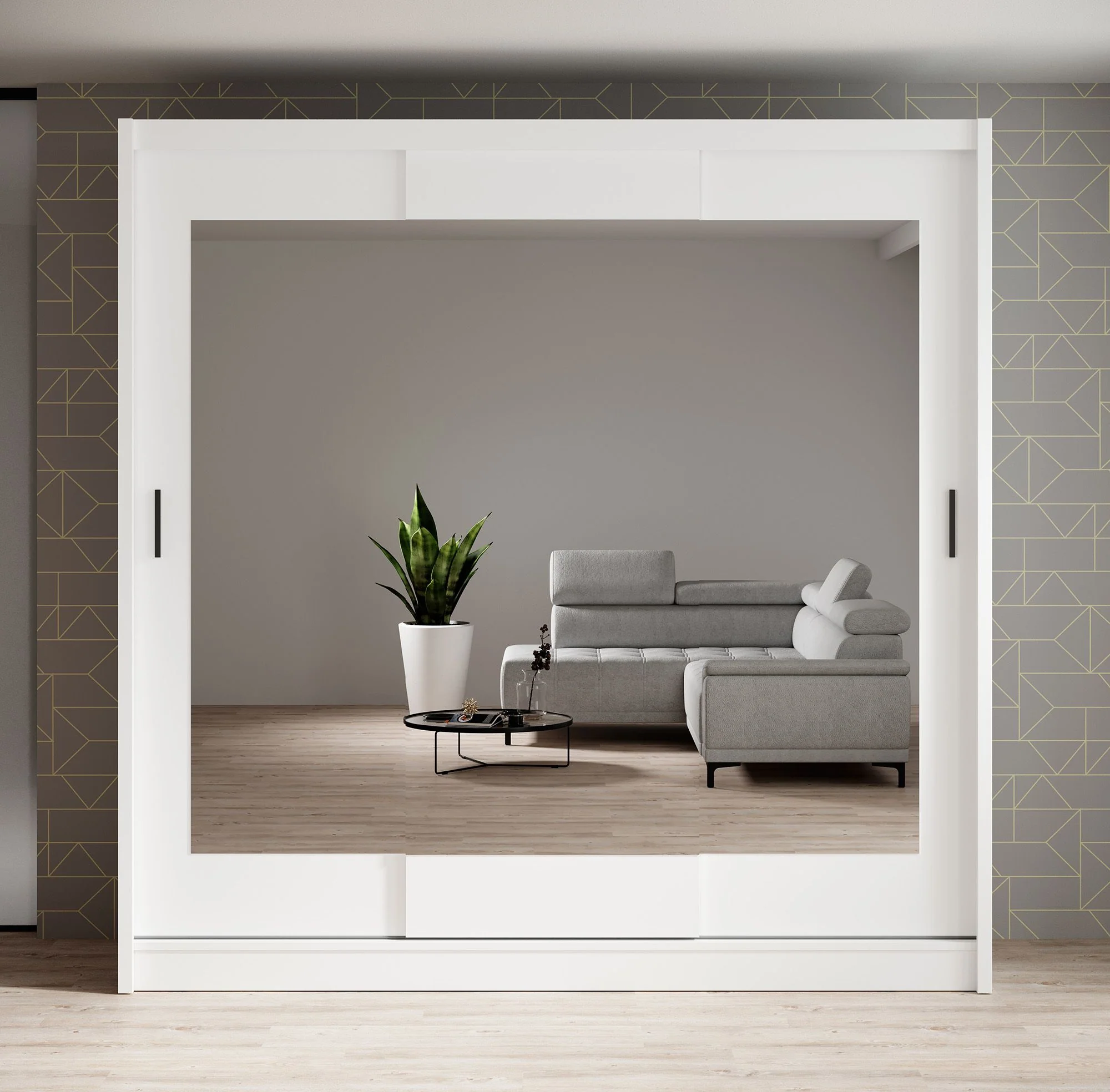 Alcamo 2 - Kledingkast met schuifdeuren - Wit - 205x63x205 cm - Image 2