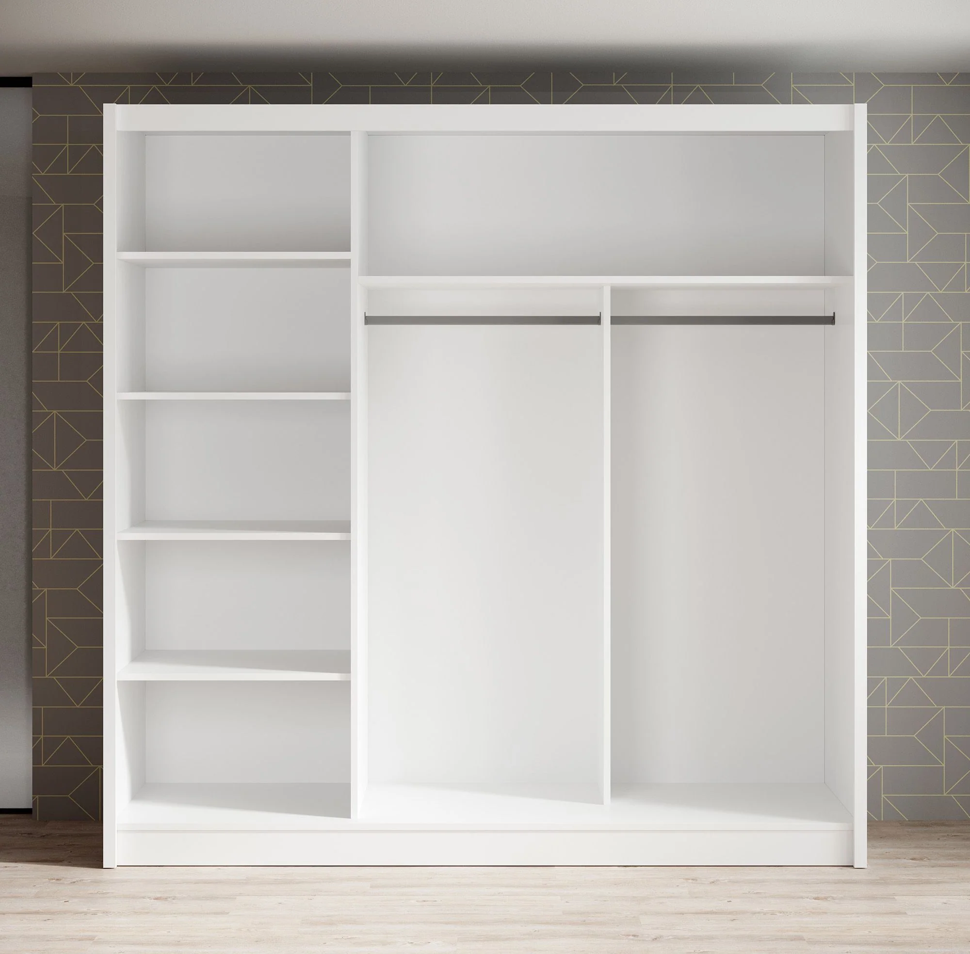 Alcamo 2 - Kledingkast met schuifdeuren - Wit - 205x63x205 cm - Image 5