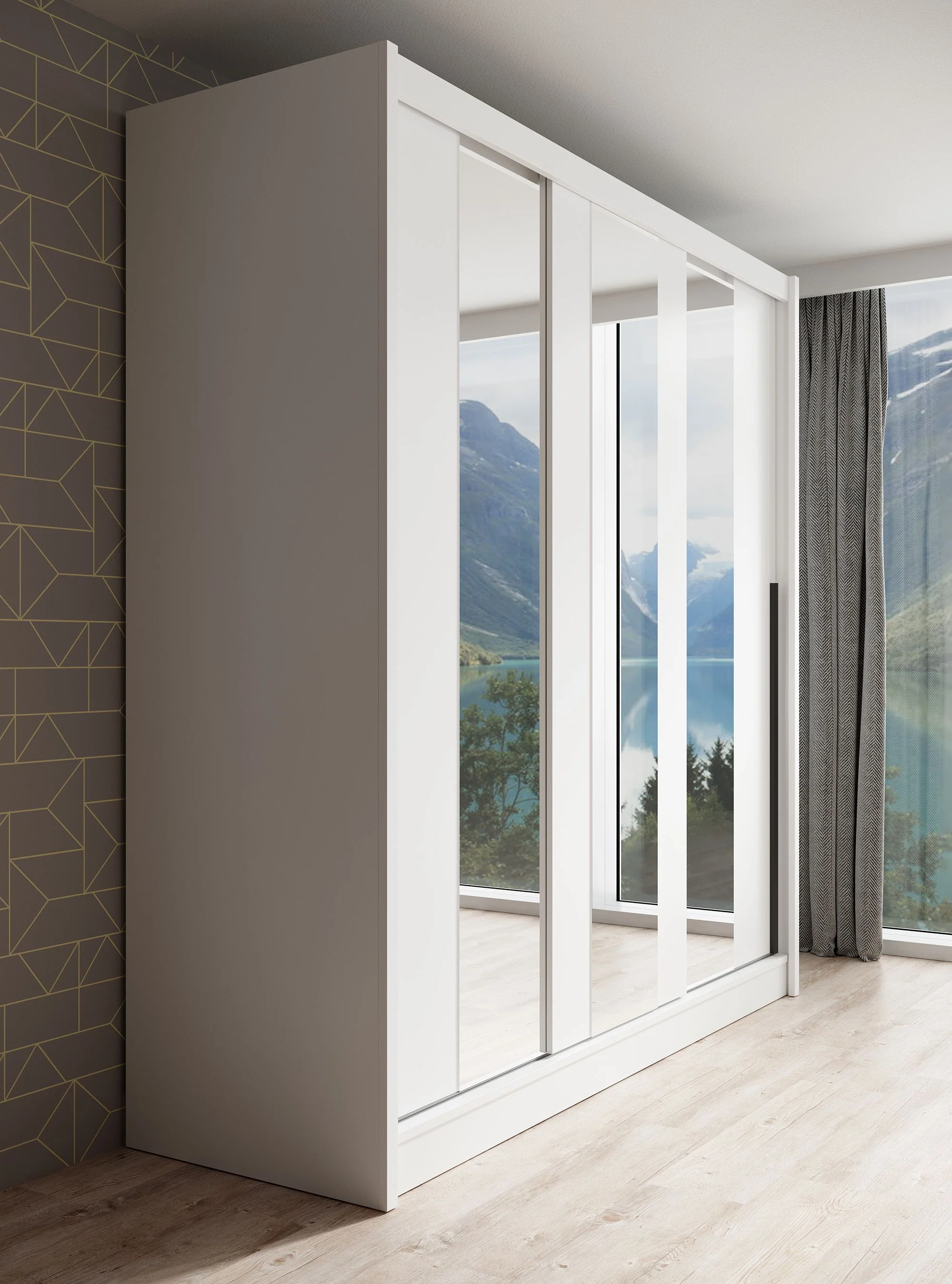 Alcamo 3 - Kledingkast met schuifdeuren - Wit - 205x63x205 cm - Image 3
