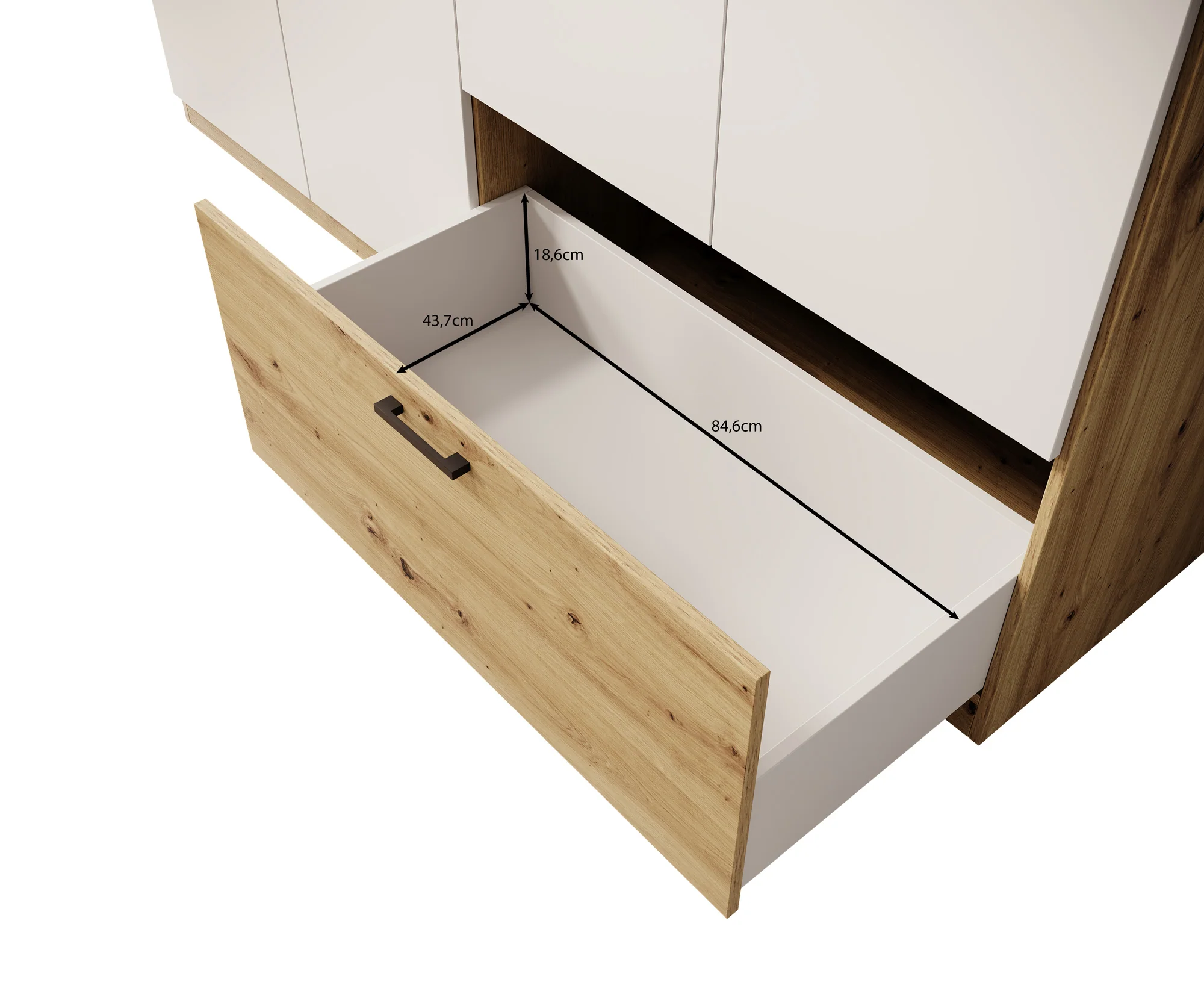 Audrey - Kledingkast 6-deurs en spiegel - Wit - 270x54x210 cm - Image 6