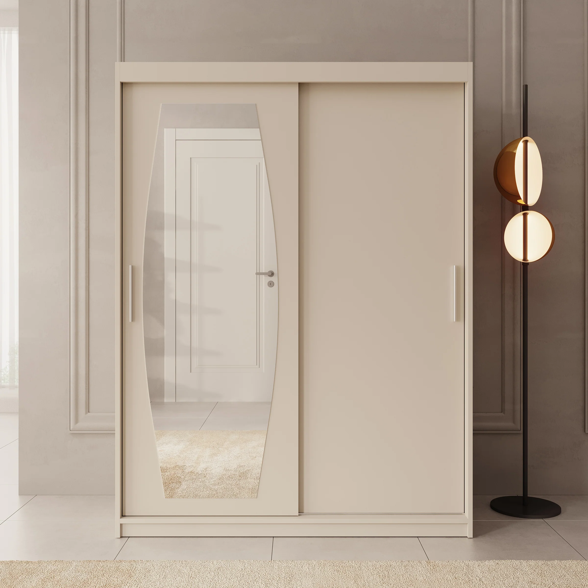 Azai - Kledingkast met schuifdeuren - Beige - 150x62x200 cm - Image 3