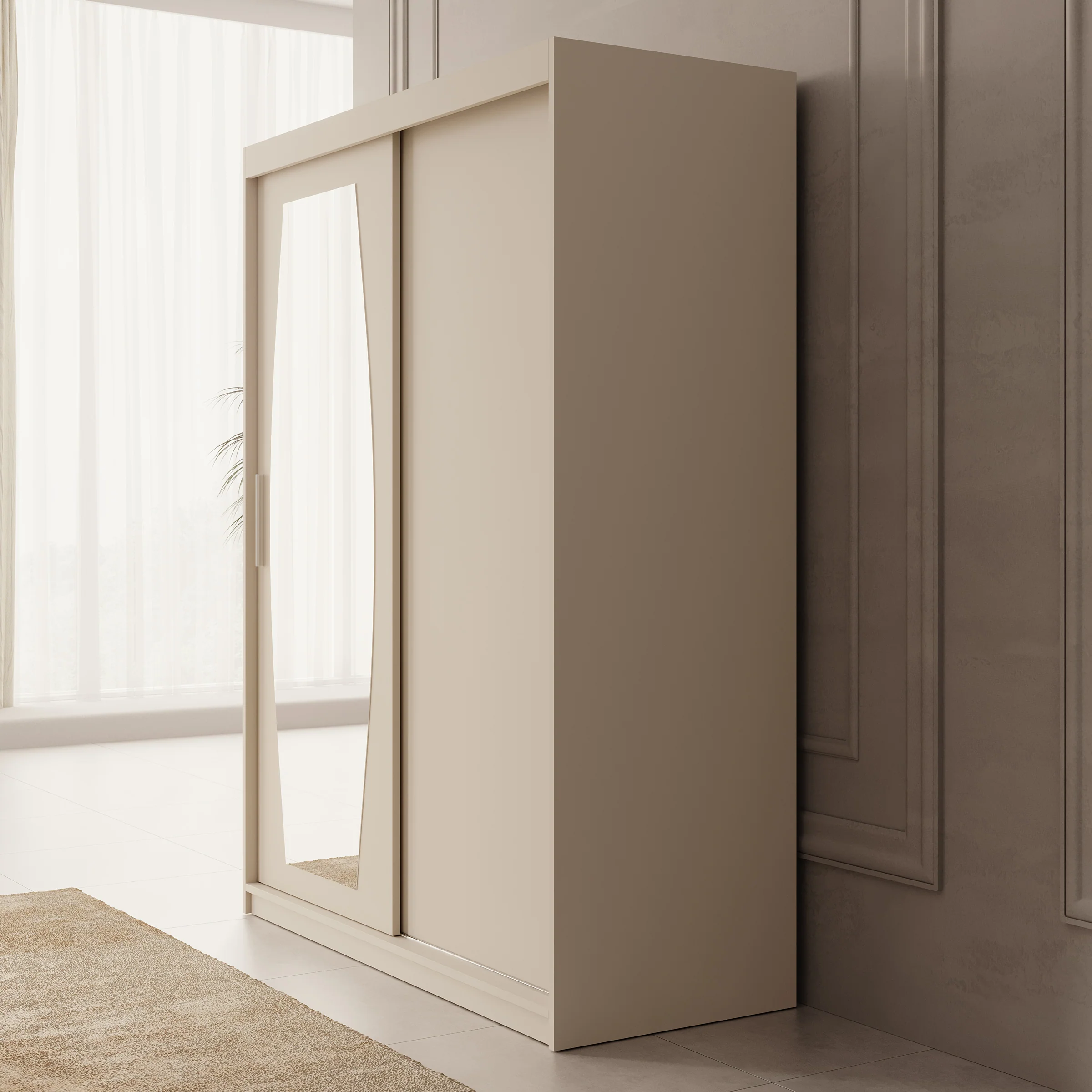 Azai - Kledingkast met schuifdeuren - Beige - 150x62x200 cm - Image 4