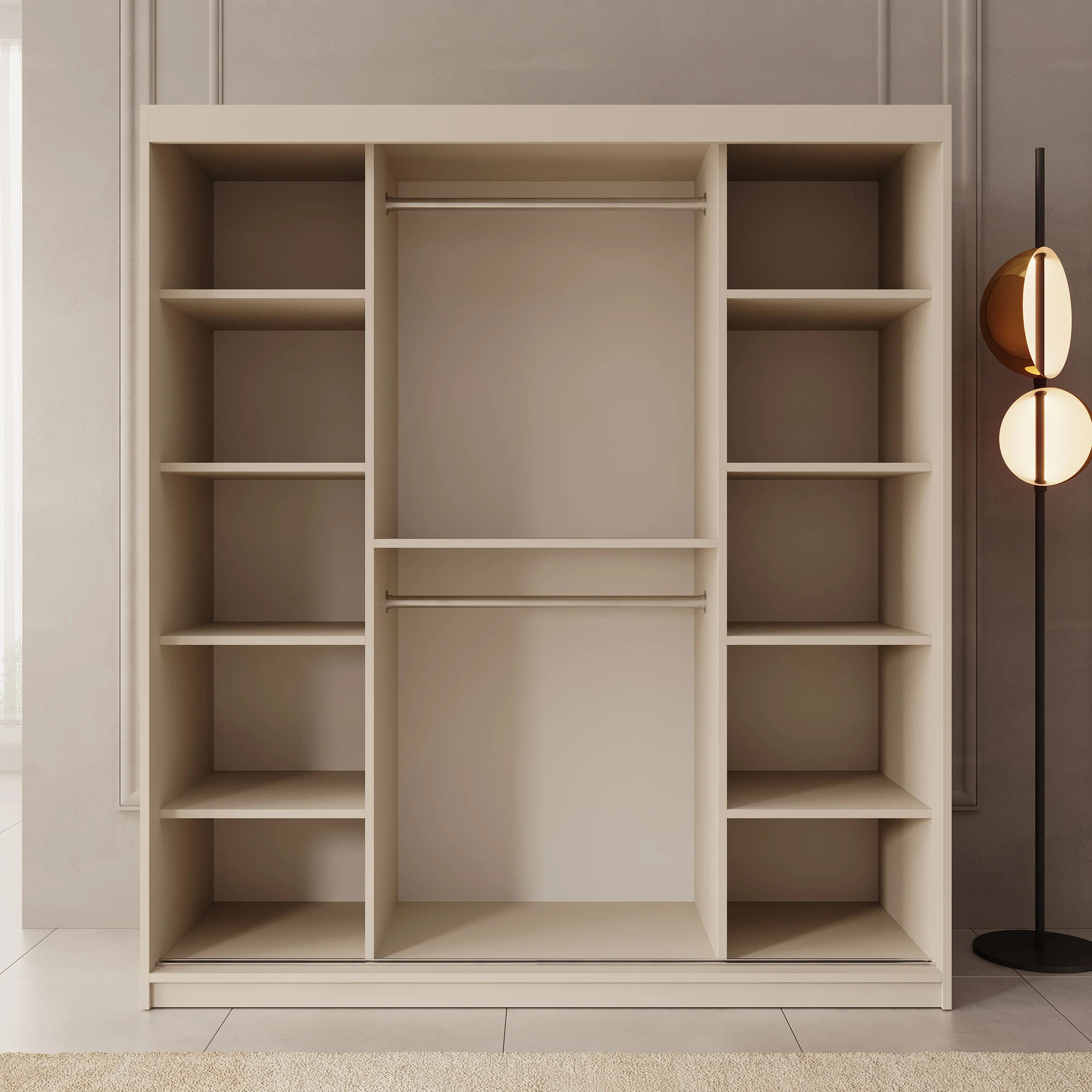 Azai - Kledingkast met schuifdeuren - Beige - 180x62x200 cm - Image 2