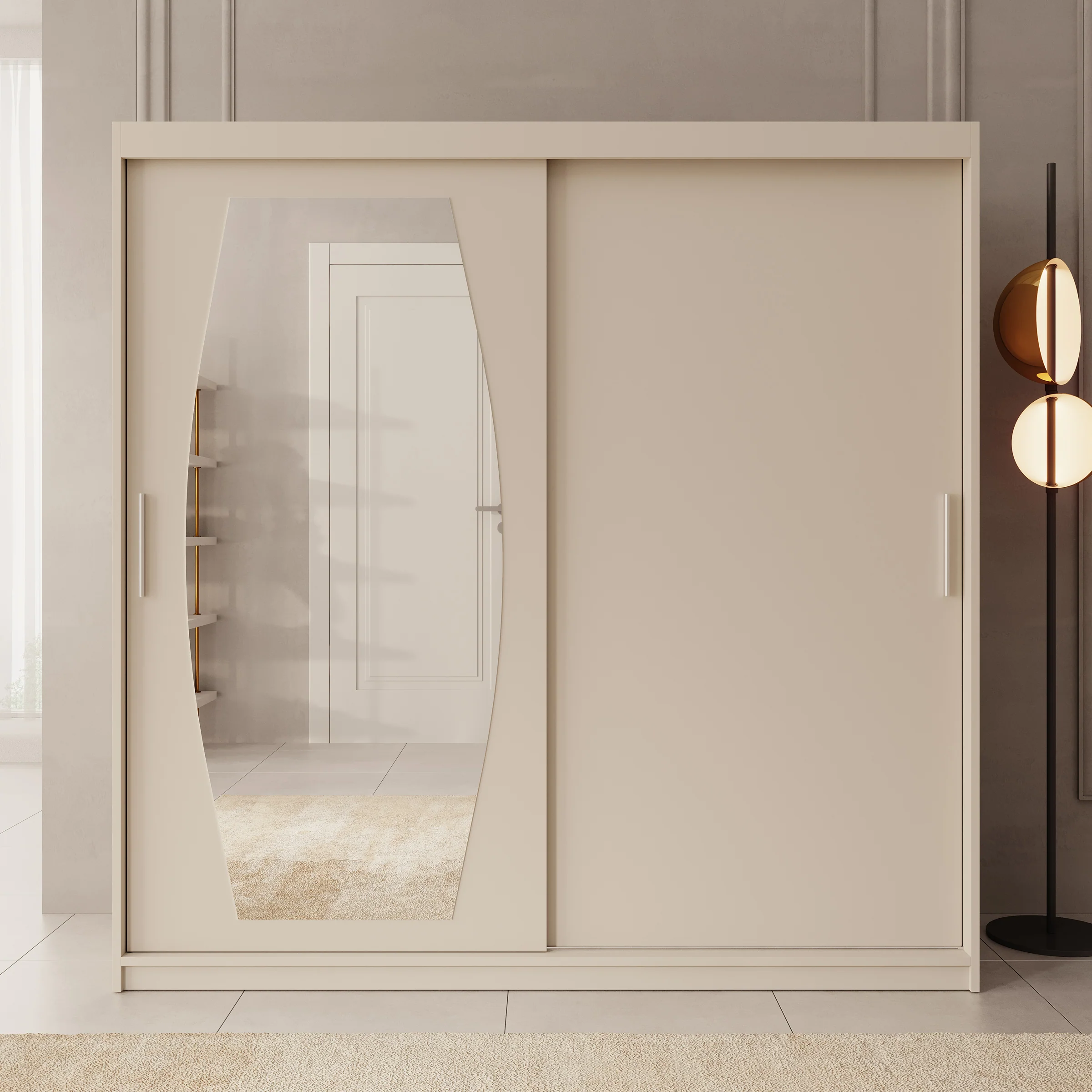 Azai - Kledingkast met schuifdeuren - Beige - 200x62x200 cm - Image 3