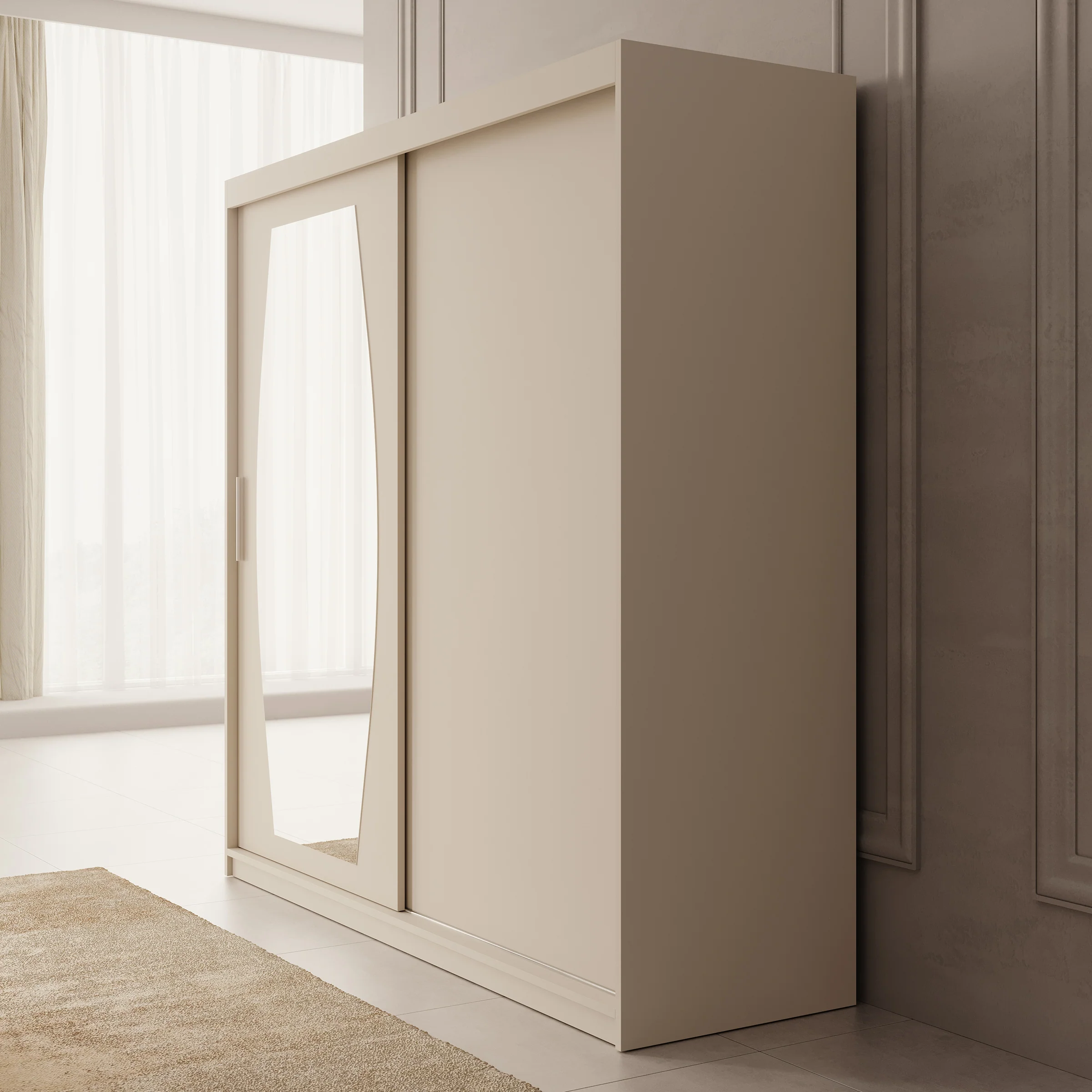 Azai - Kledingkast met schuifdeuren - Beige - 200x62x200 cm - Image 4