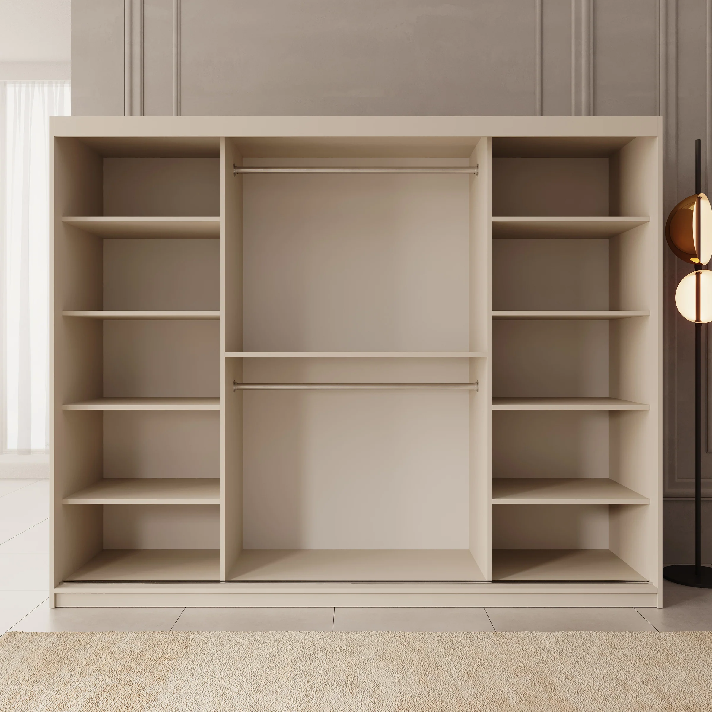 Azai - Kledingkast met schuifdeuren - Beige - 250x62x200 cm - Image 2