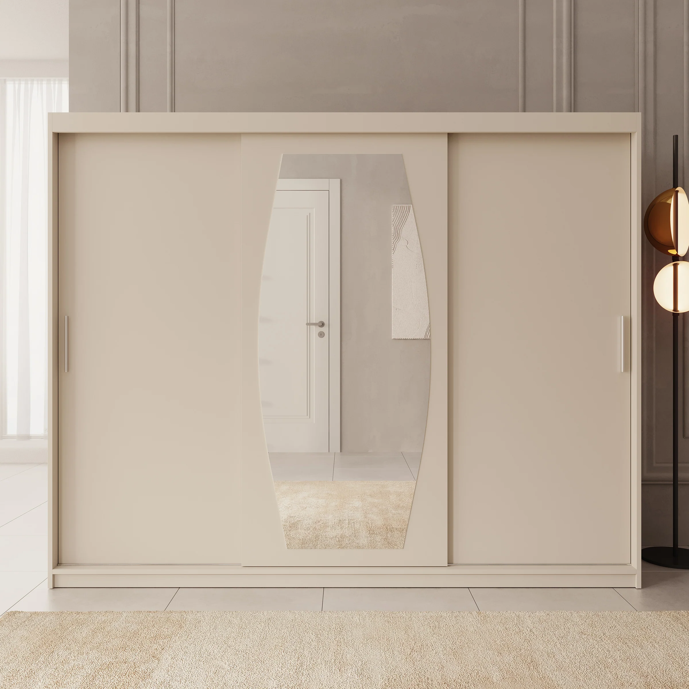 Azai - Kledingkast met schuifdeuren - Beige - 250x62x200 cm - Image 3
