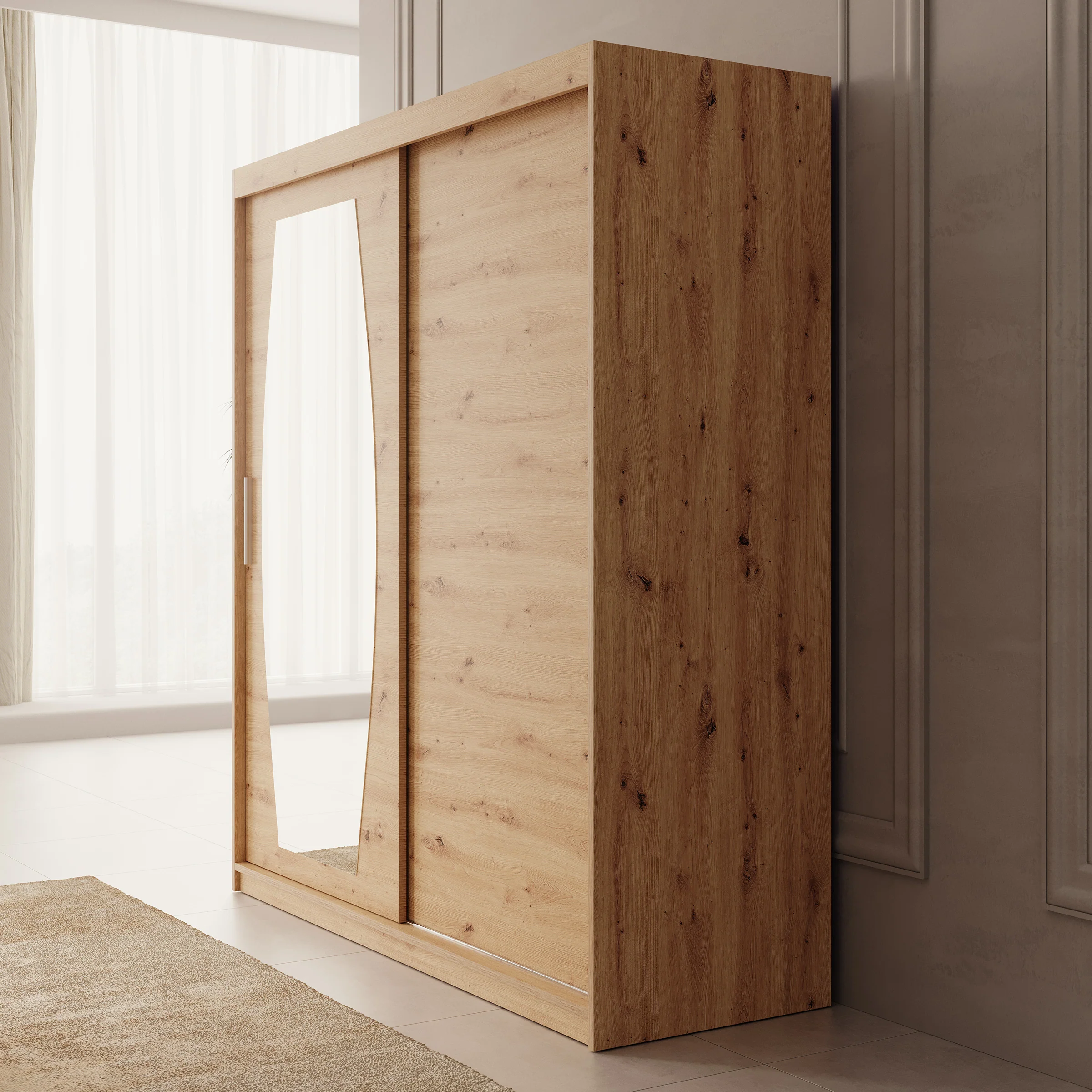 Azai - Kledingkast met schuifdeuren - Eiken - 180x62x200 cm - Image 4